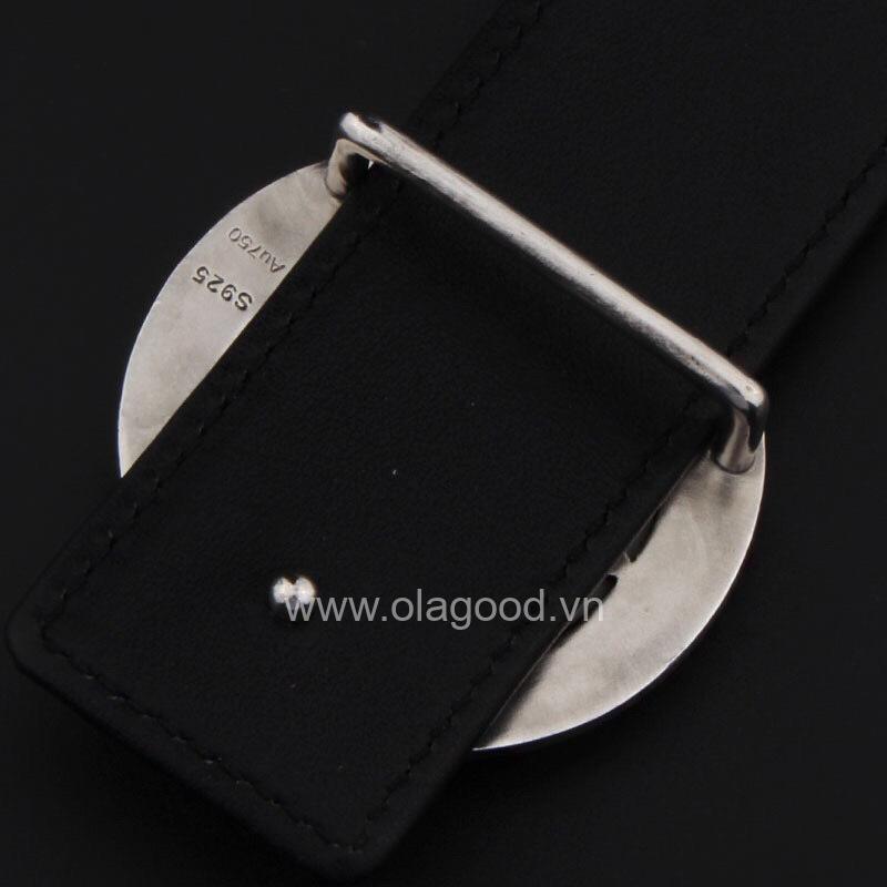 Mặt khóa dây lưng bạc ý 925 đính ngọc bích Hetian-Họa tiết vàng 18K - KB0113 - Hình ảnh 5