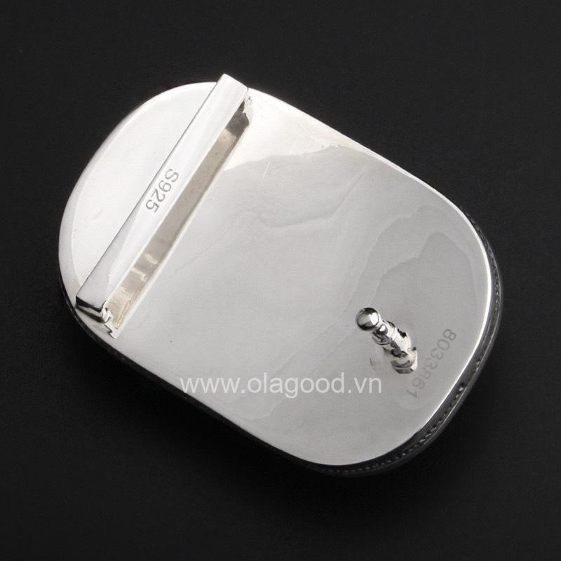 Mặt thắt lưng gắn ngà voi đầu hổ bạc ý 925 - KB0120 - Hình ảnh 7