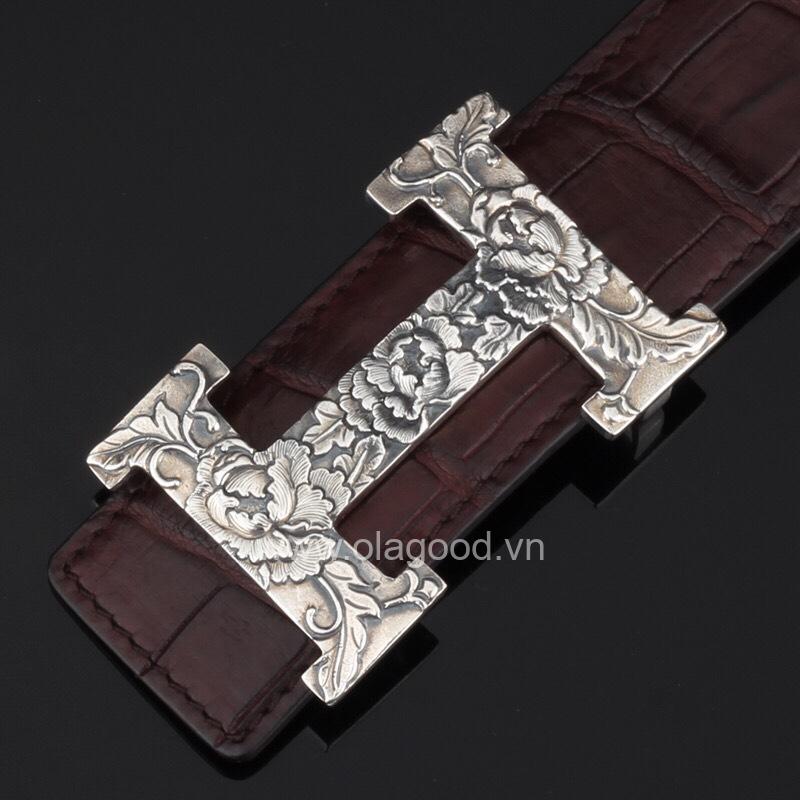Khóa thắt lưng dòng H hoa mẫu đơn bạc ý 925 - KB0135 - Hình ảnh 5