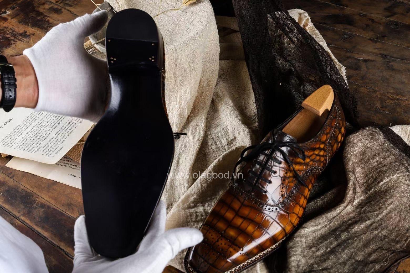Giày nam da cá sấu – Cấu trúc Norwegian handmade - GNG0123S - Hình ảnh 11