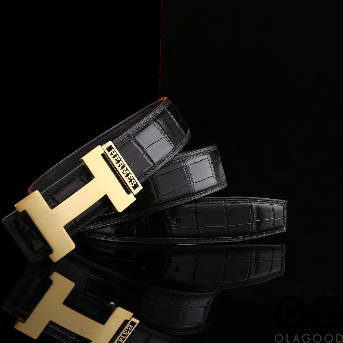 Thắt lưng da cá sấu uy tín - Khóa mạ vàng 24K - TLV012S