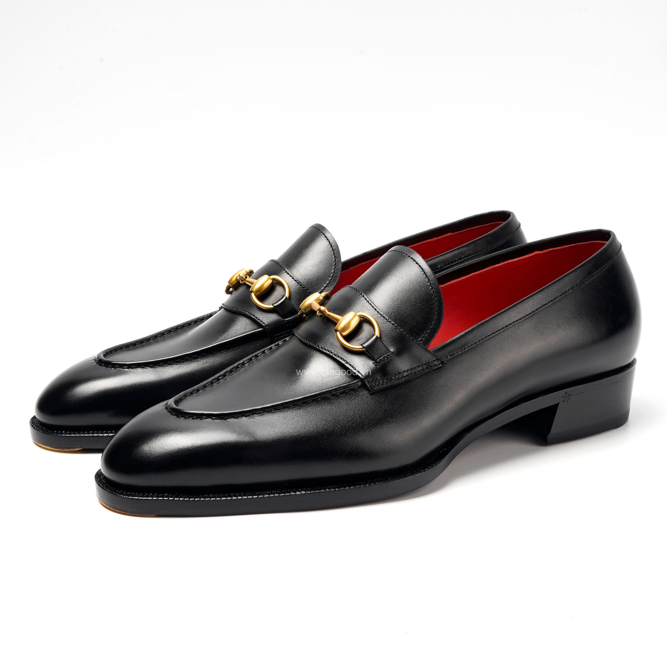 Giày black horsebit loafer - HLF012B