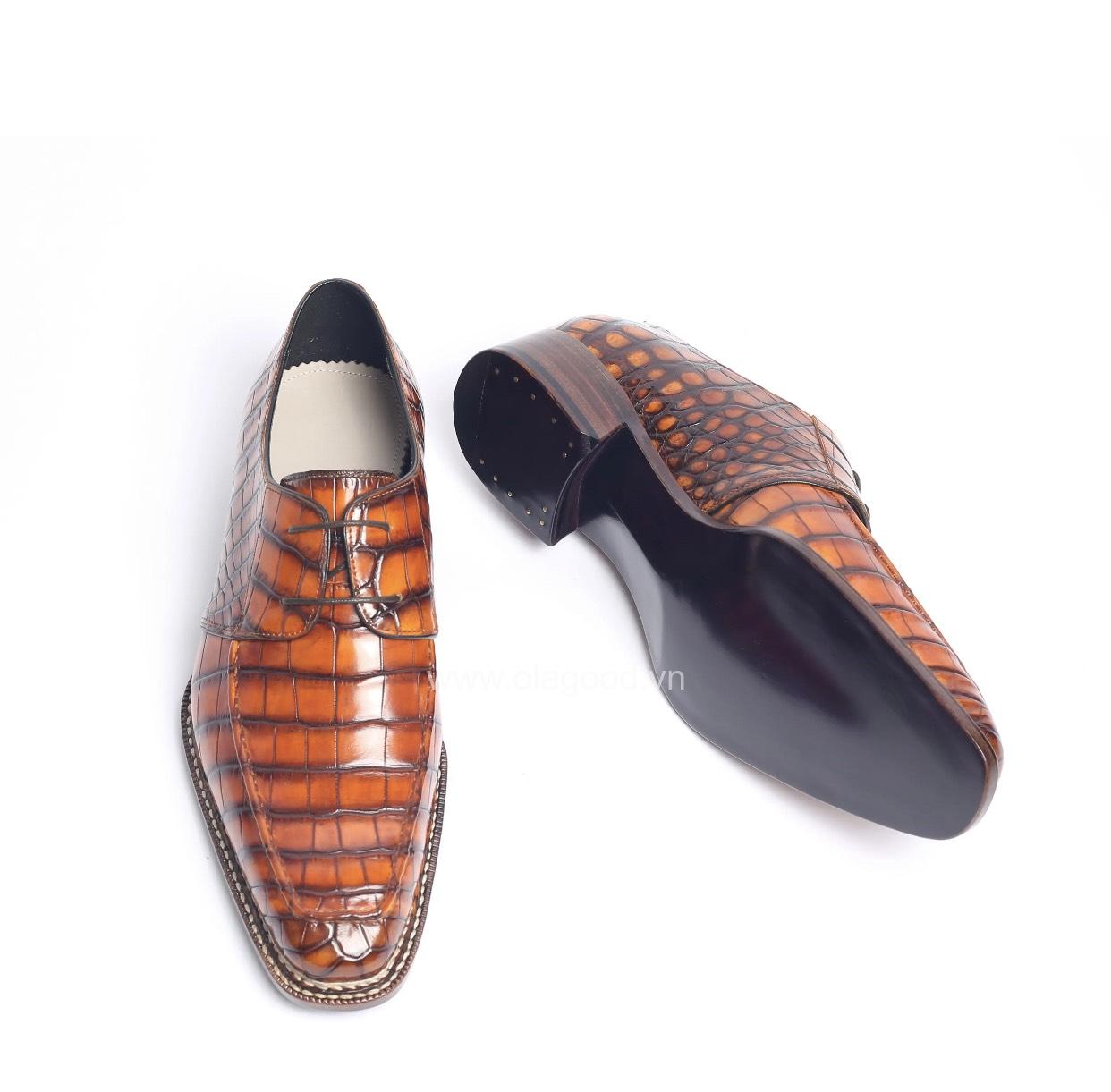 Giày two eyes derby da cá sấu nile - GTED0123S - Hình ảnh 3
