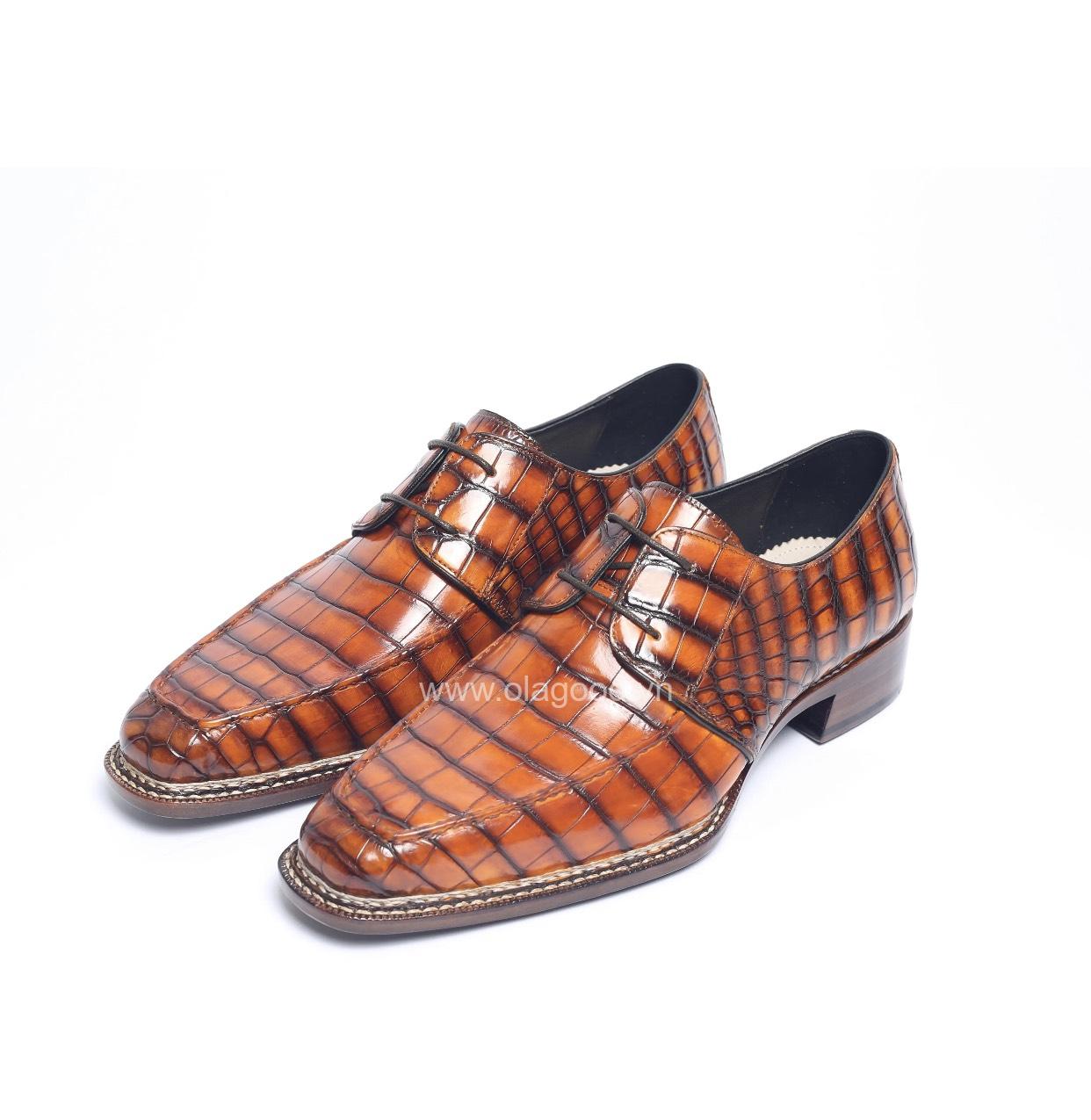 Giày two eyes derby da cá sấu nile - GTED0123S