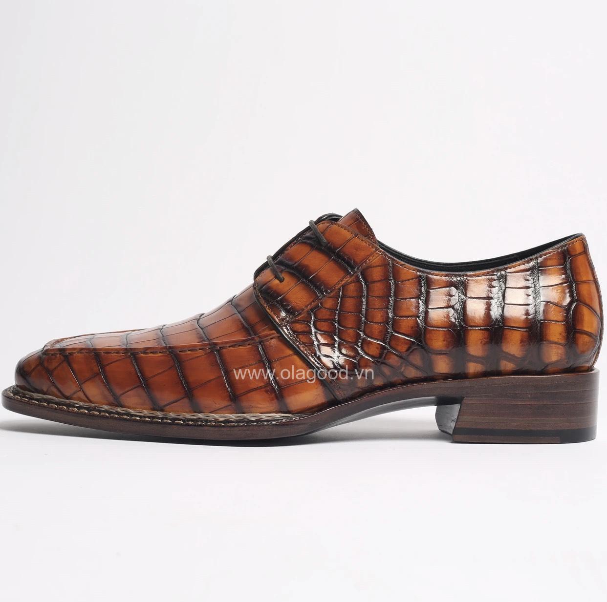 Giày two eyes derby da cá sấu nile - GTED0123S - Hình ảnh 4