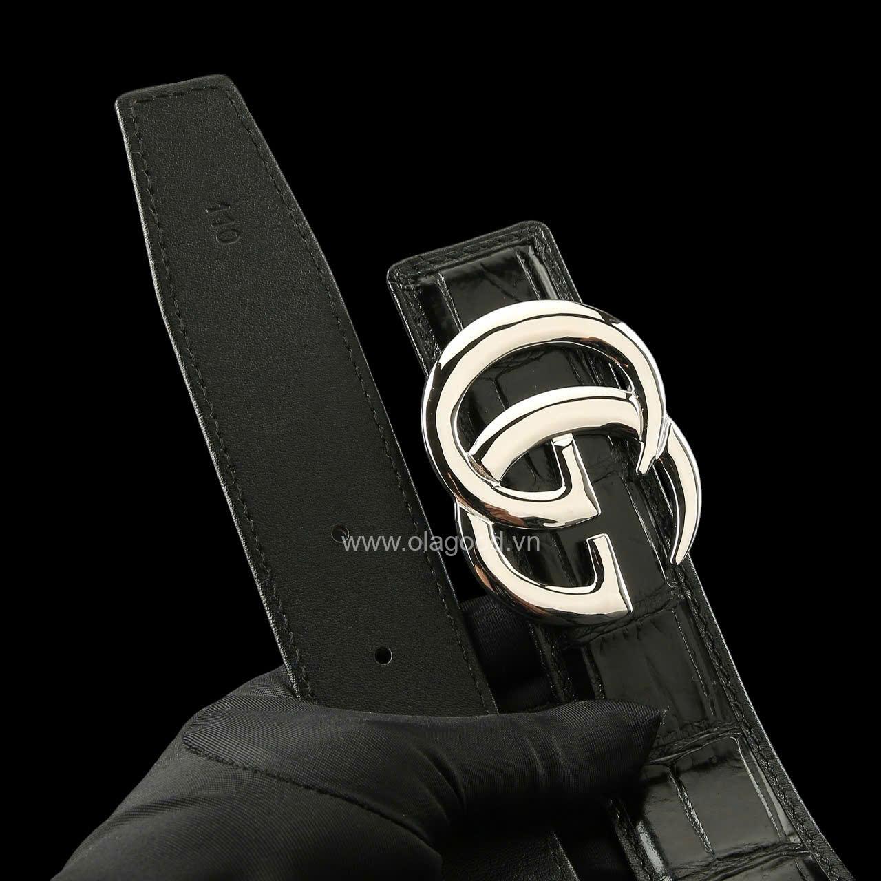 Dây lưng nam cá sấu - Khóa bạc Ý S925 - Hình ảnh 10
