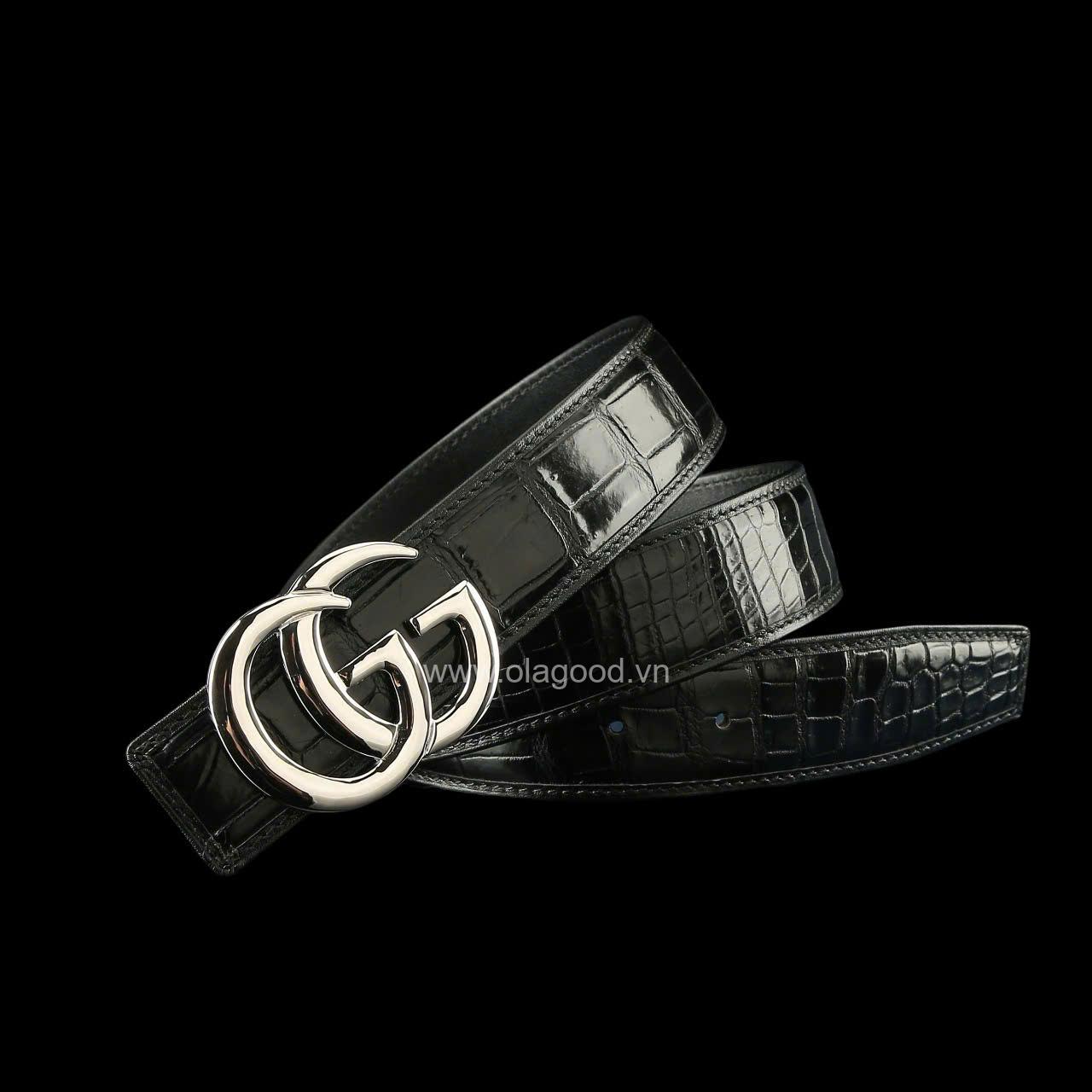 Dây lưng nam cá sấu - Khóa bạc Ý S925