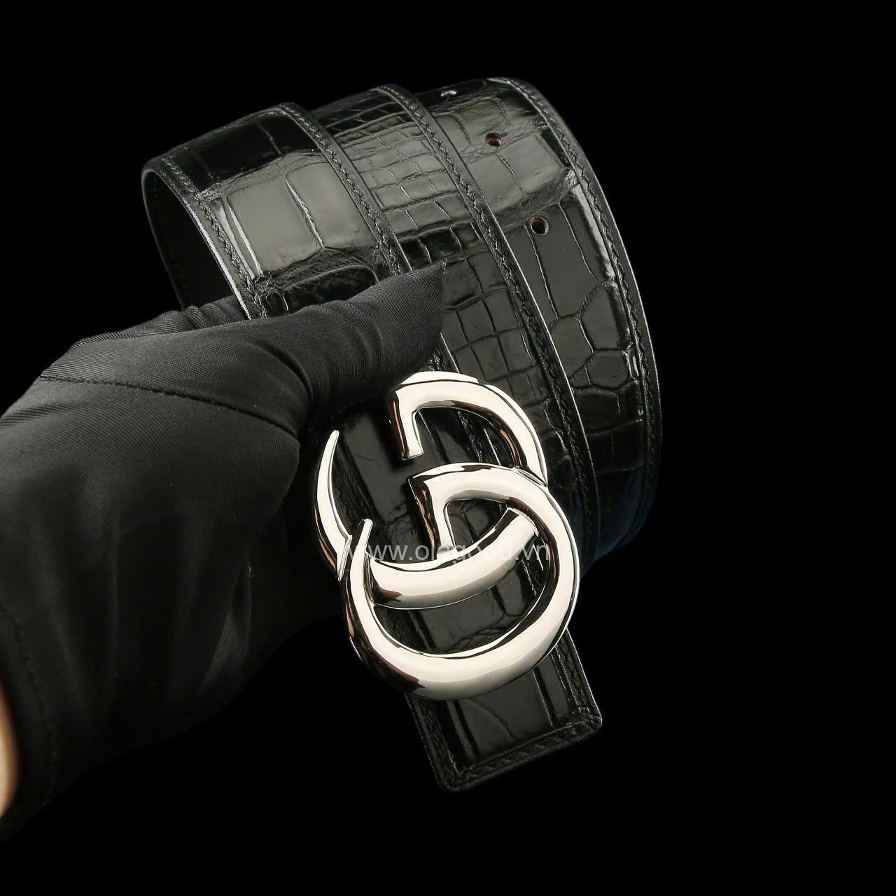 Dây lưng nam cá sấu - Khóa bạc Ý S925 - Hình ảnh 6