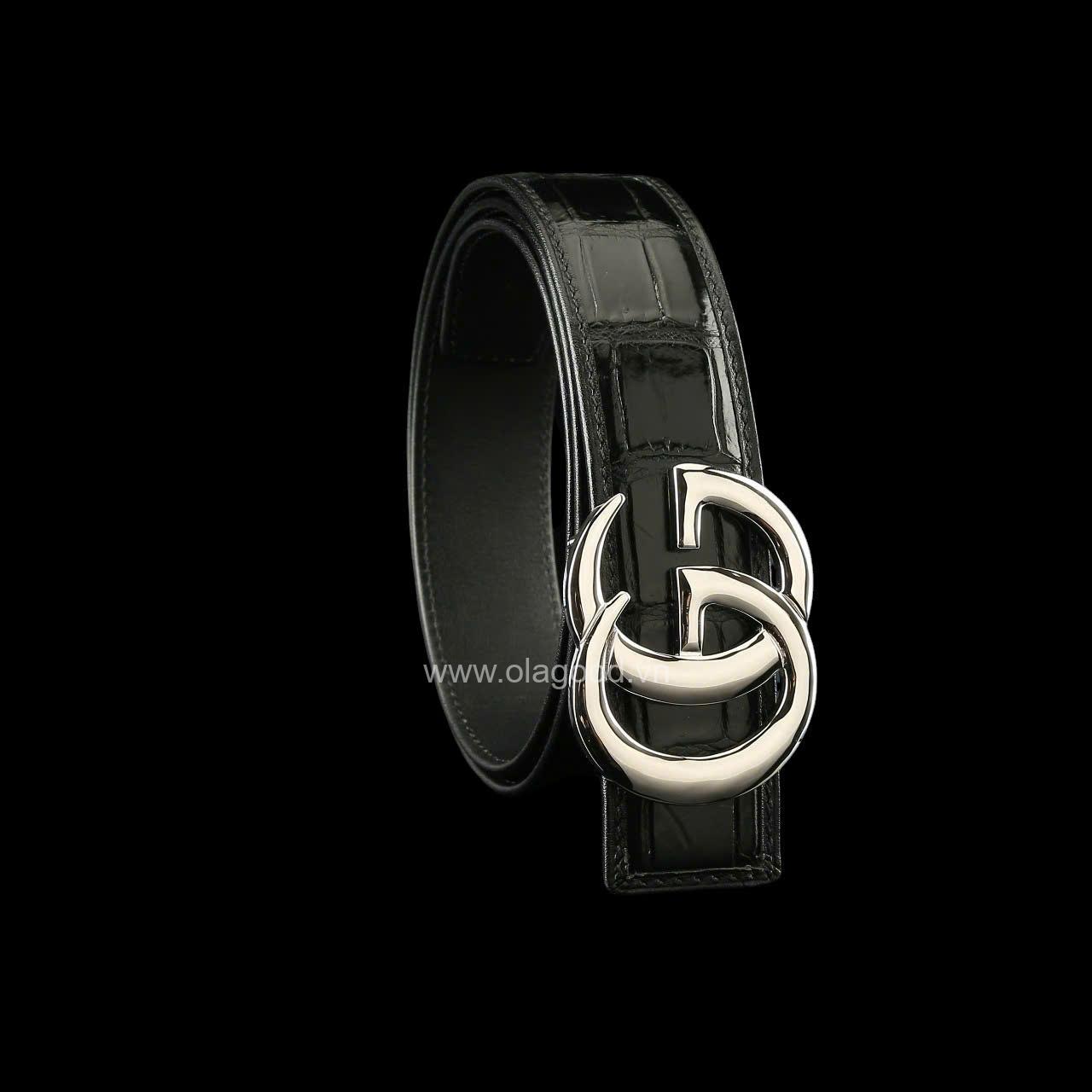 Dây lưng nam cá sấu - Khóa bạc Ý S925 - Hình ảnh 3