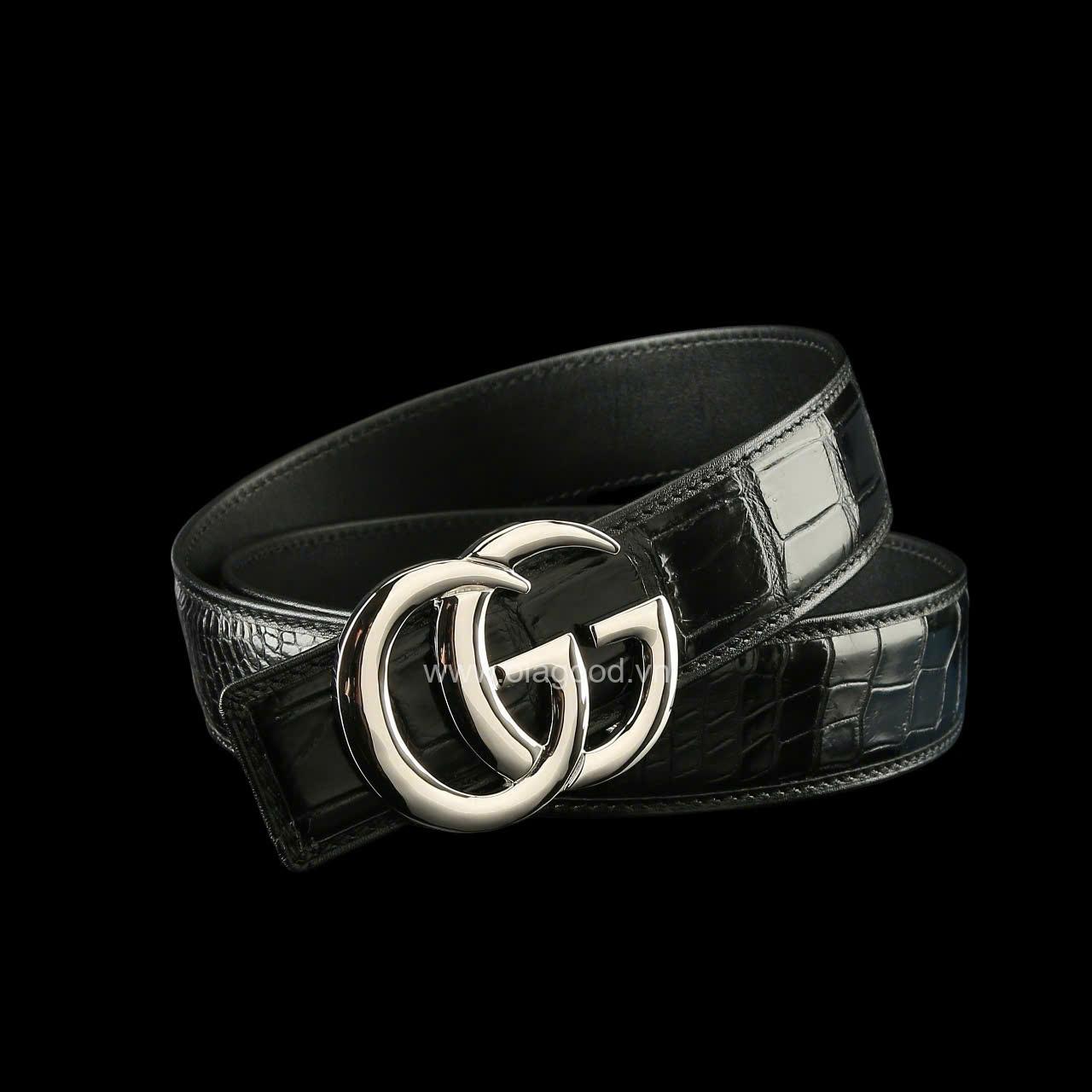 Dây lưng nam cá sấu - Khóa bạc Ý S925 - Hình ảnh 4