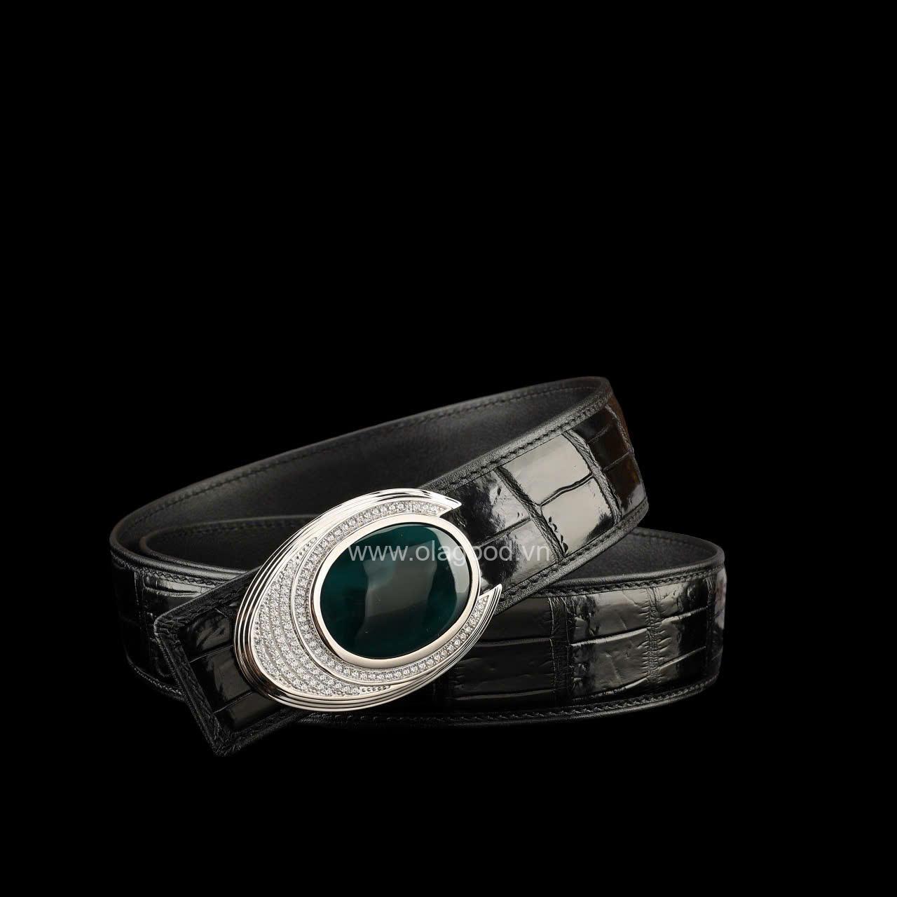 Dây lưng nam da cá sấu - Khóa bạc Ý S925 - Hình ảnh 7