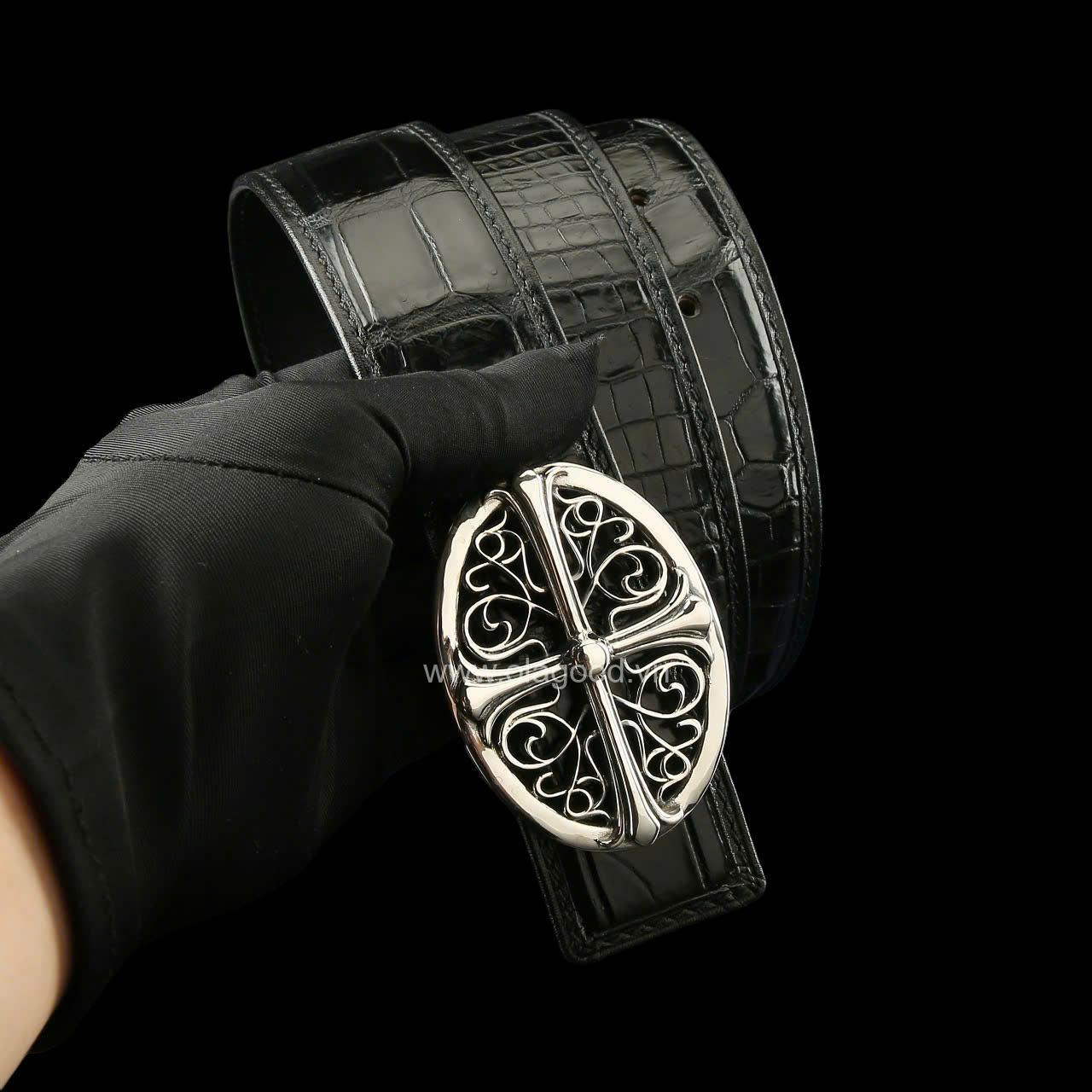 Dây nịt cá sấu cao cấp - Khóa bạc Ý S925 hình elip - Hình ảnh 7