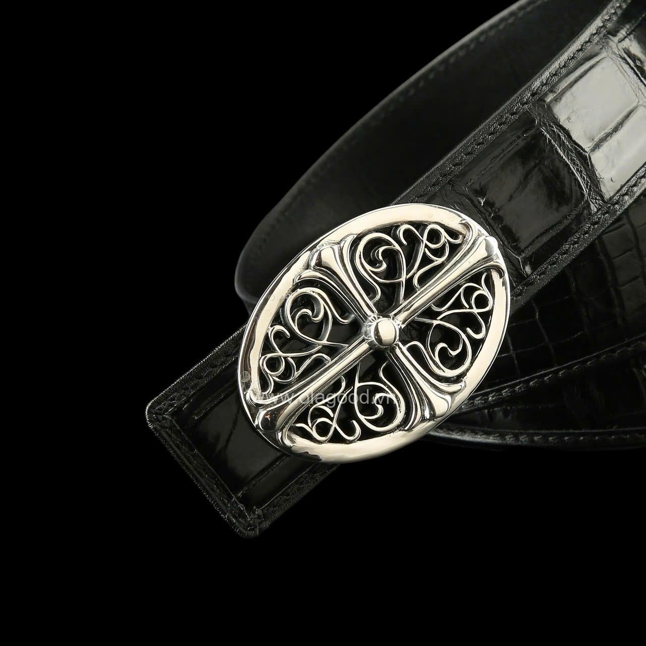 Dây nịt cá sấu cao cấp - Khóa bạc Ý S925 hình elip - Hình ảnh 10