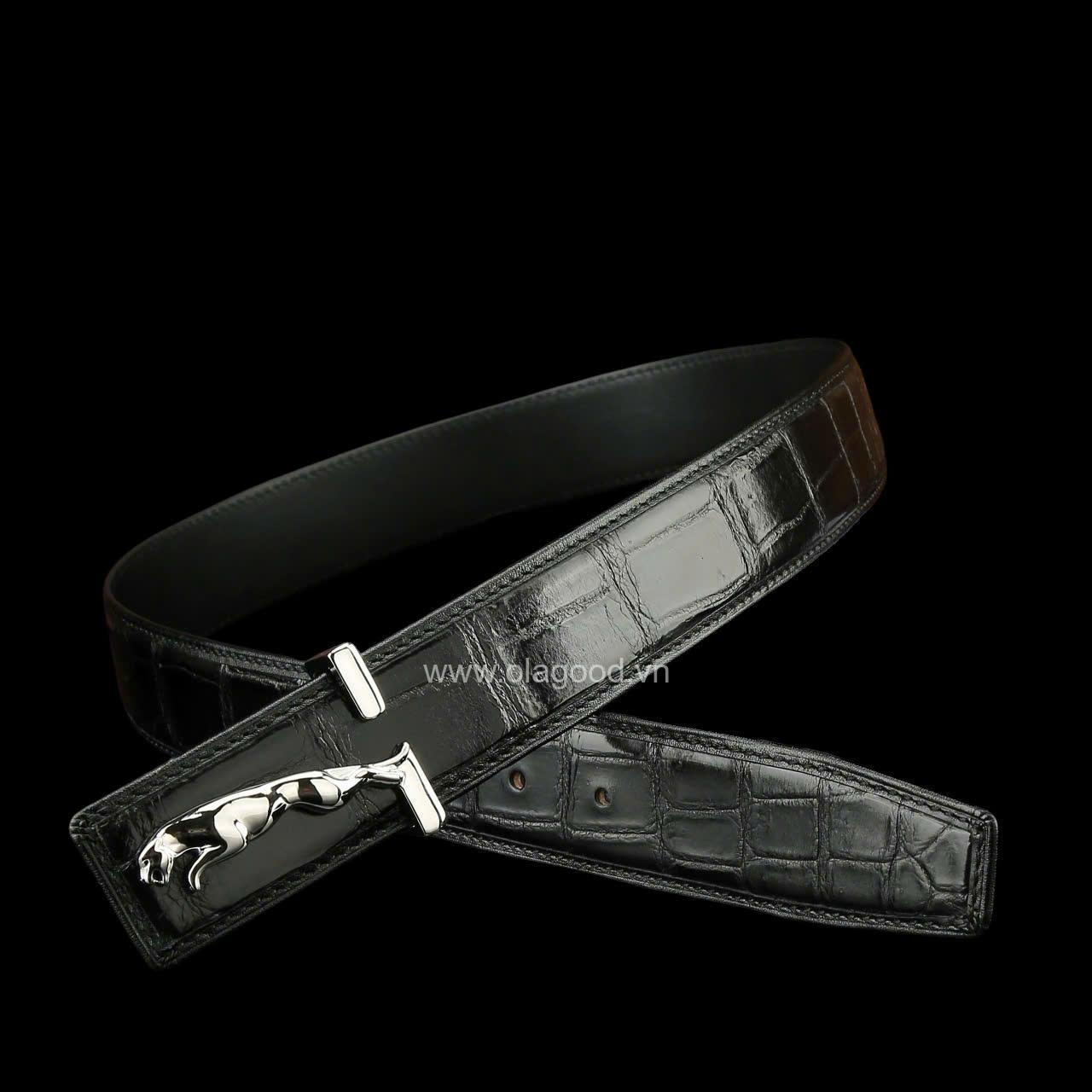 Dây nịt da cá sấu - Khóa bạc Ý S925 hình sư tử - Hình ảnh 4