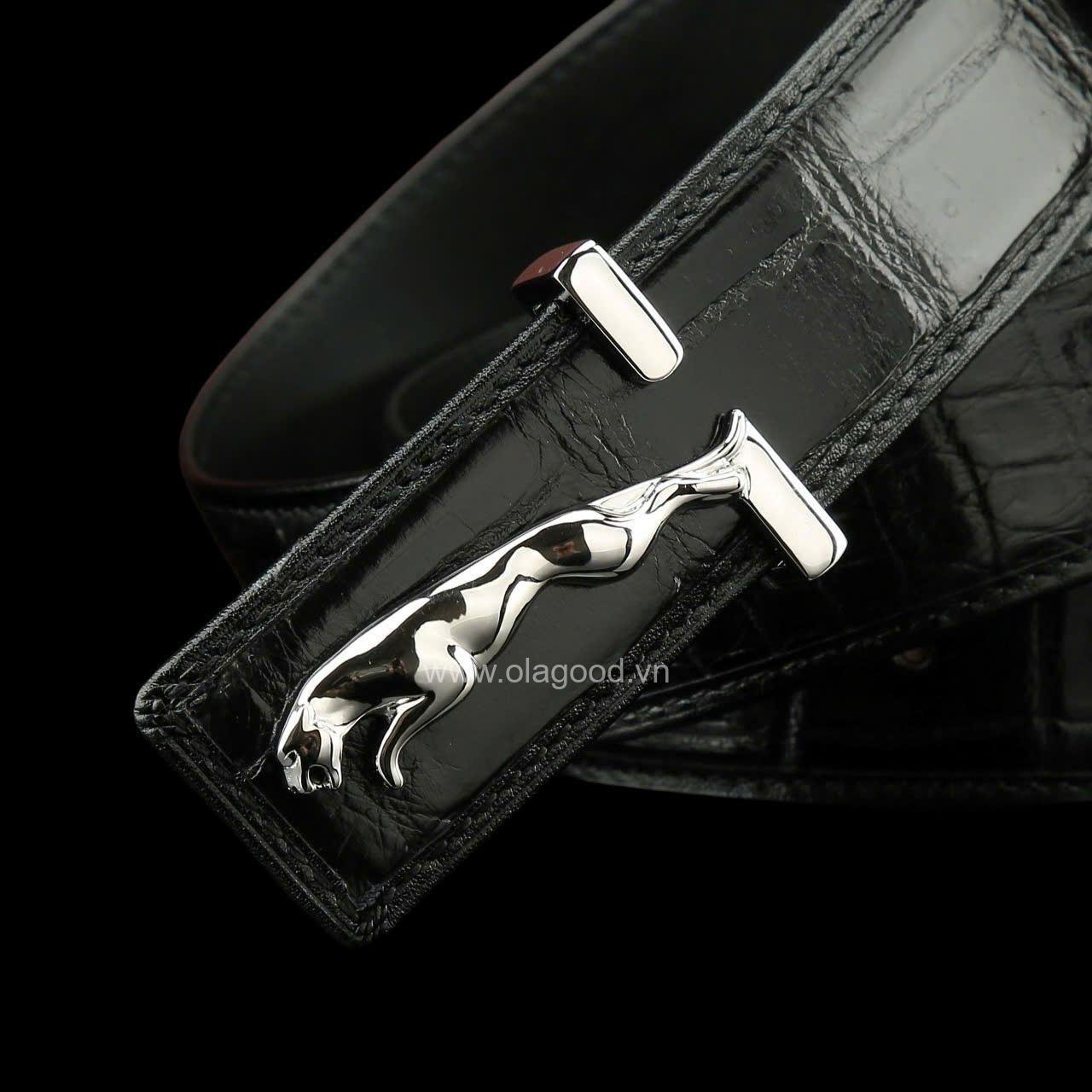 Dây nịt da cá sấu - Khóa bạc Ý S925 hình sư tử - Hình ảnh 6