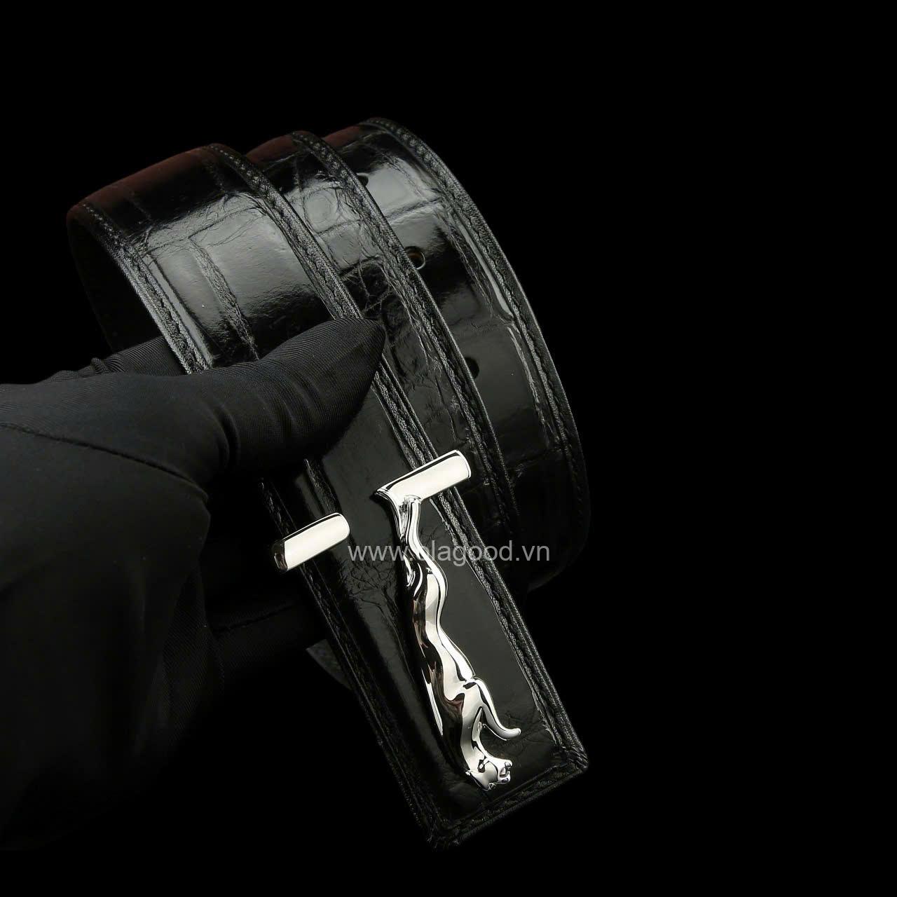 Dây nịt da cá sấu - Khóa bạc Ý S925 hình sư tử - Hình ảnh 5