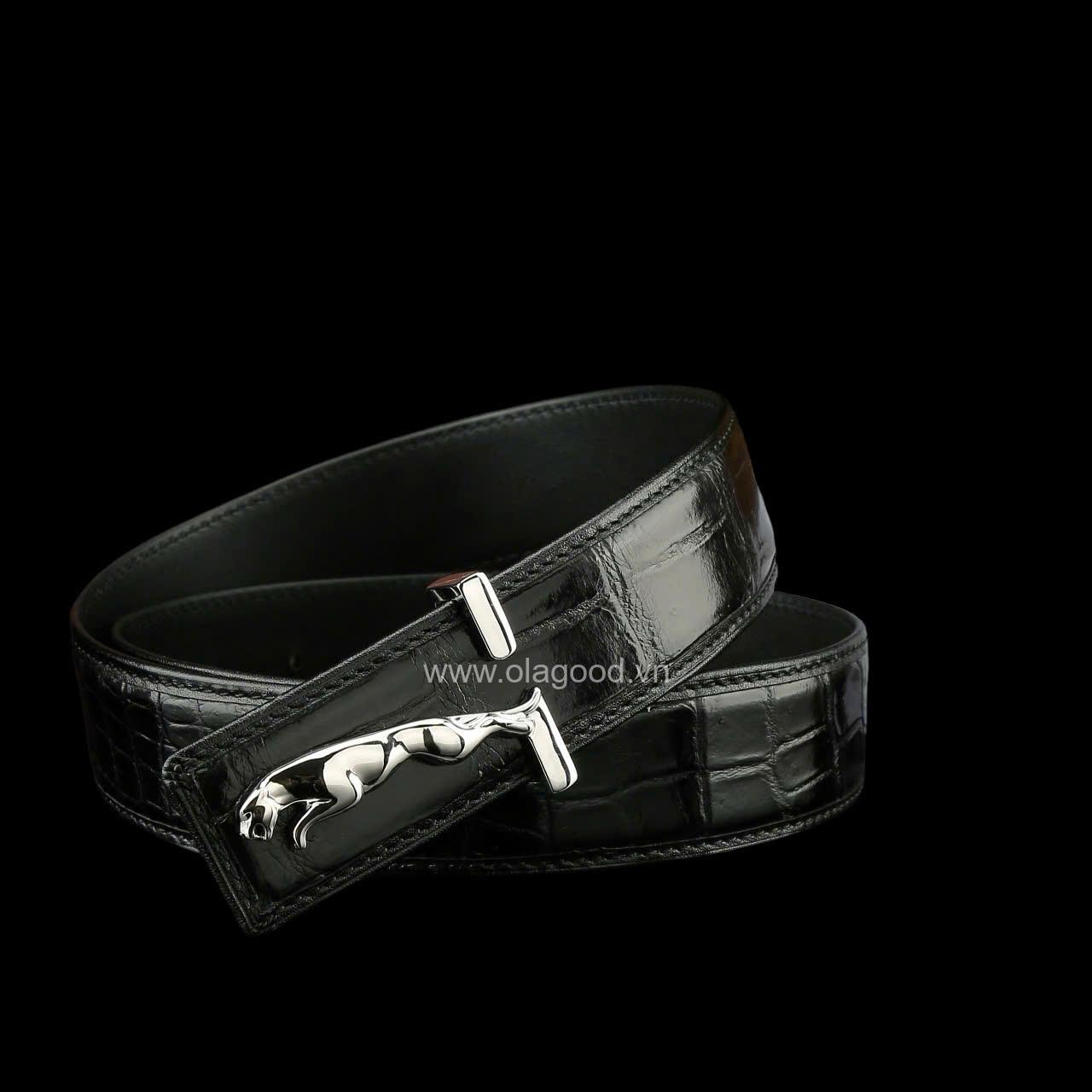 Dây nịt da cá sấu - Khóa bạc Ý S925 hình sư tử