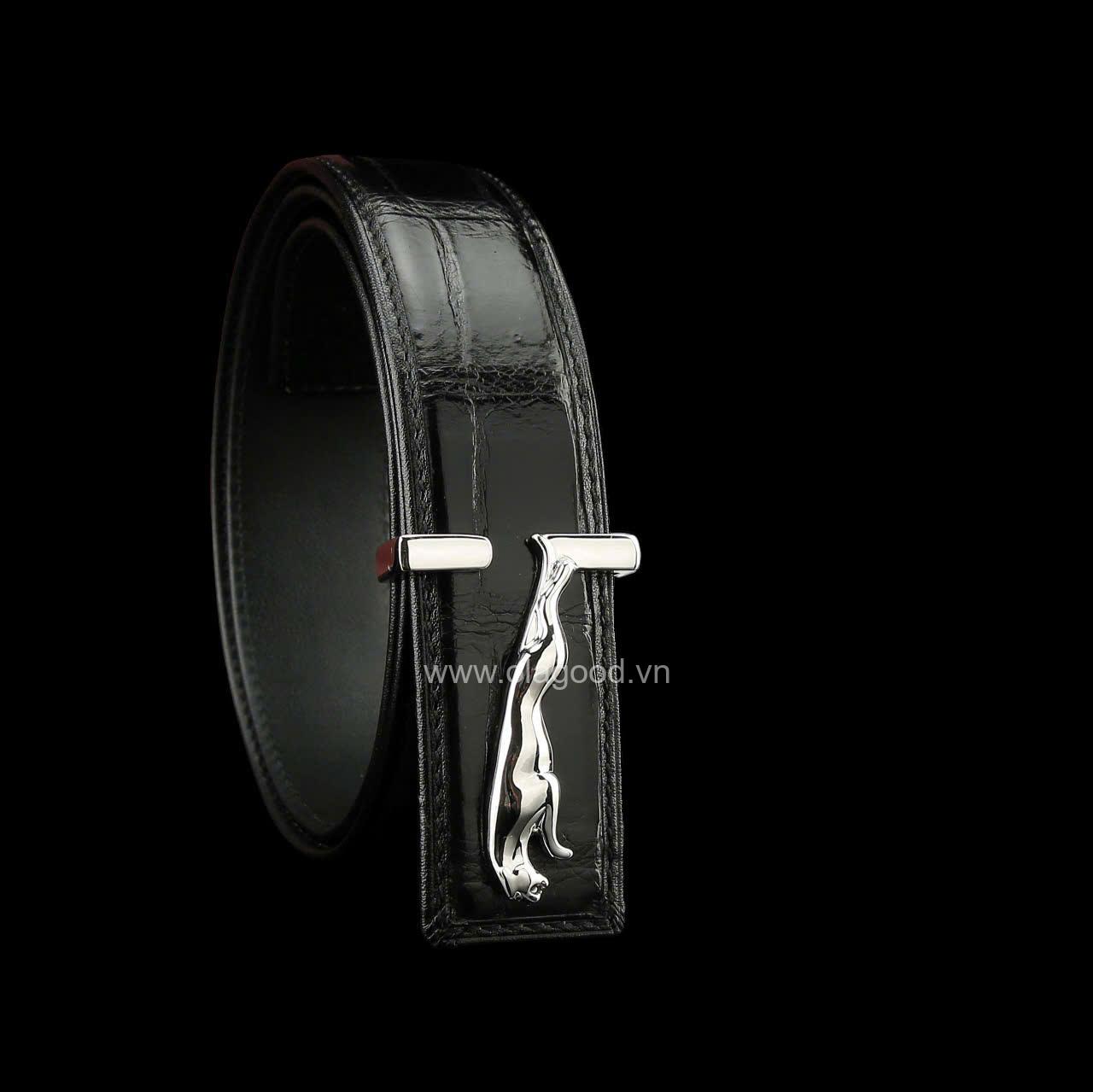 Dây nịt da cá sấu - Khóa bạc Ý S925 hình sư tử - Hình ảnh 3