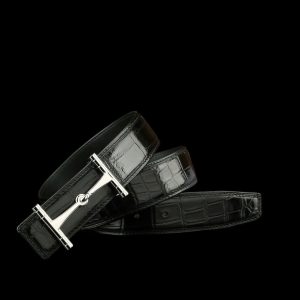 Dây nịt da cá sấu chính hãng - Khóa bạc Ý S925