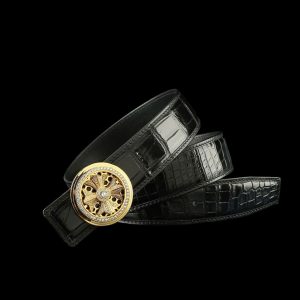Dây nịt da cá sấu nam - Khóa bạc Ý S925