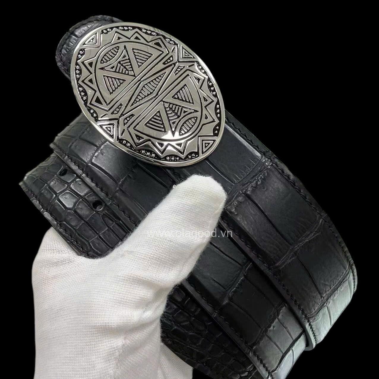 Dây nịt nam cá sấu - Khóa bạc Ý S925