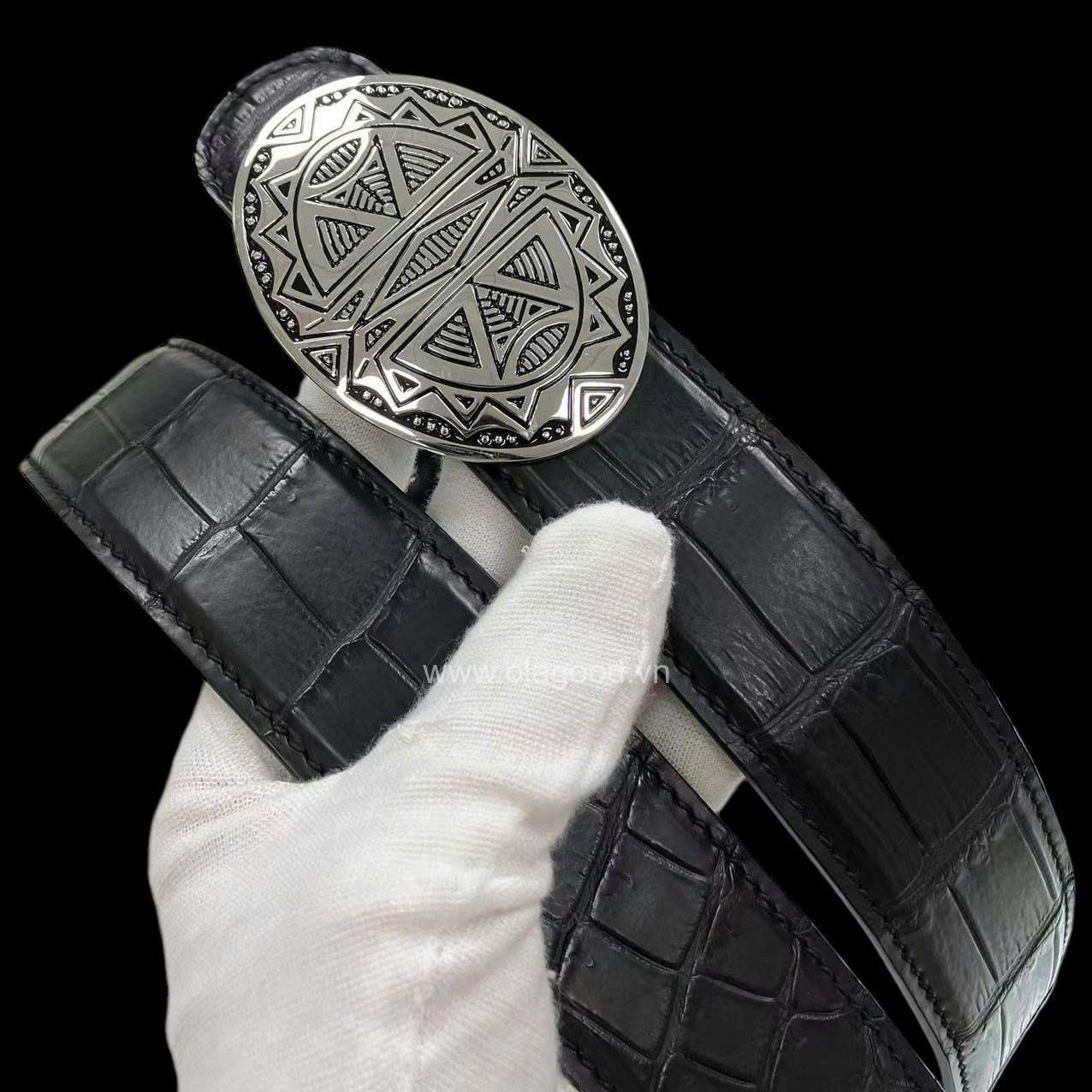 Dây nịt nam cá sấu - Khóa bạc Ý S925 - Hình ảnh 3