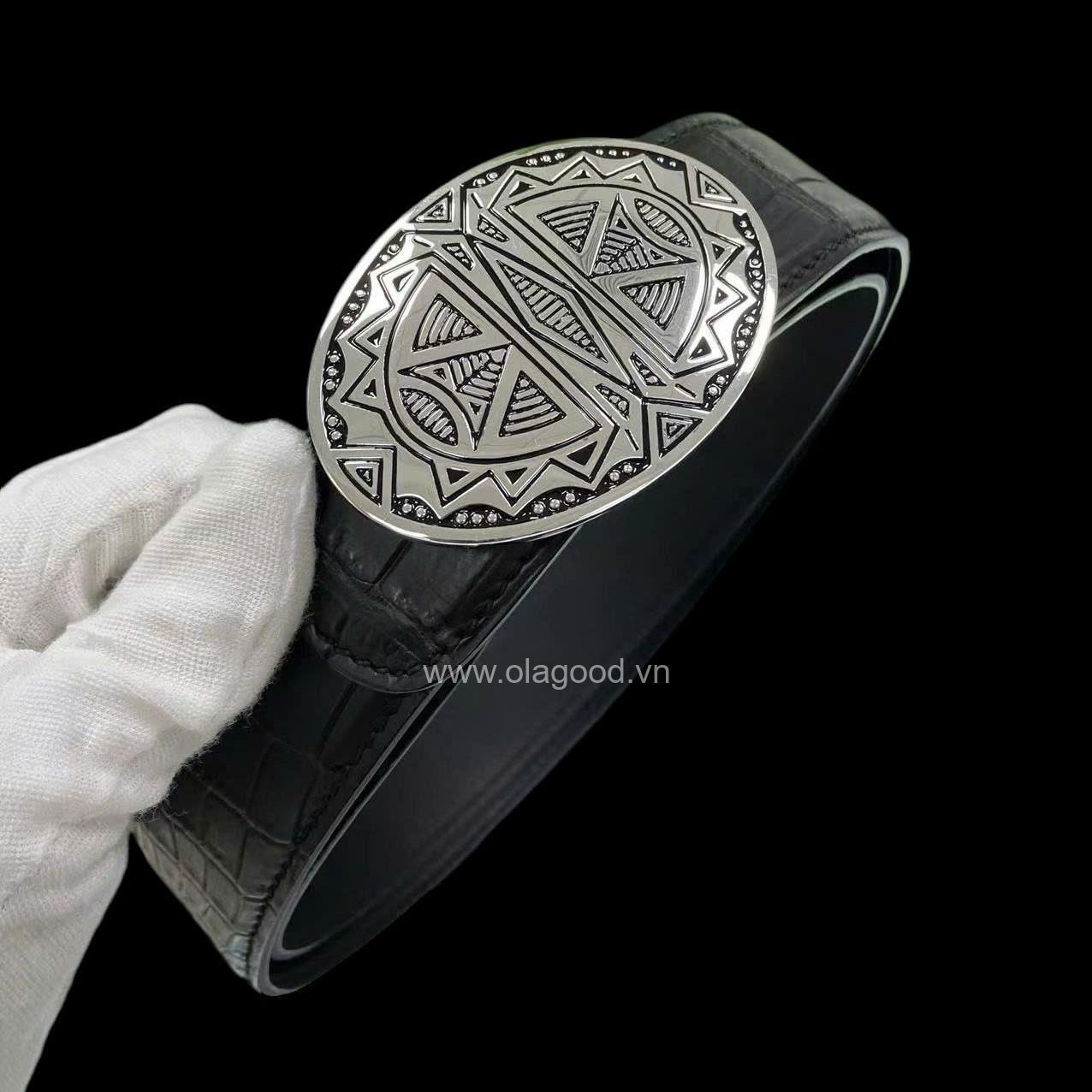 Dây nịt nam cá sấu - Khóa bạc Ý S925 - Hình ảnh 6