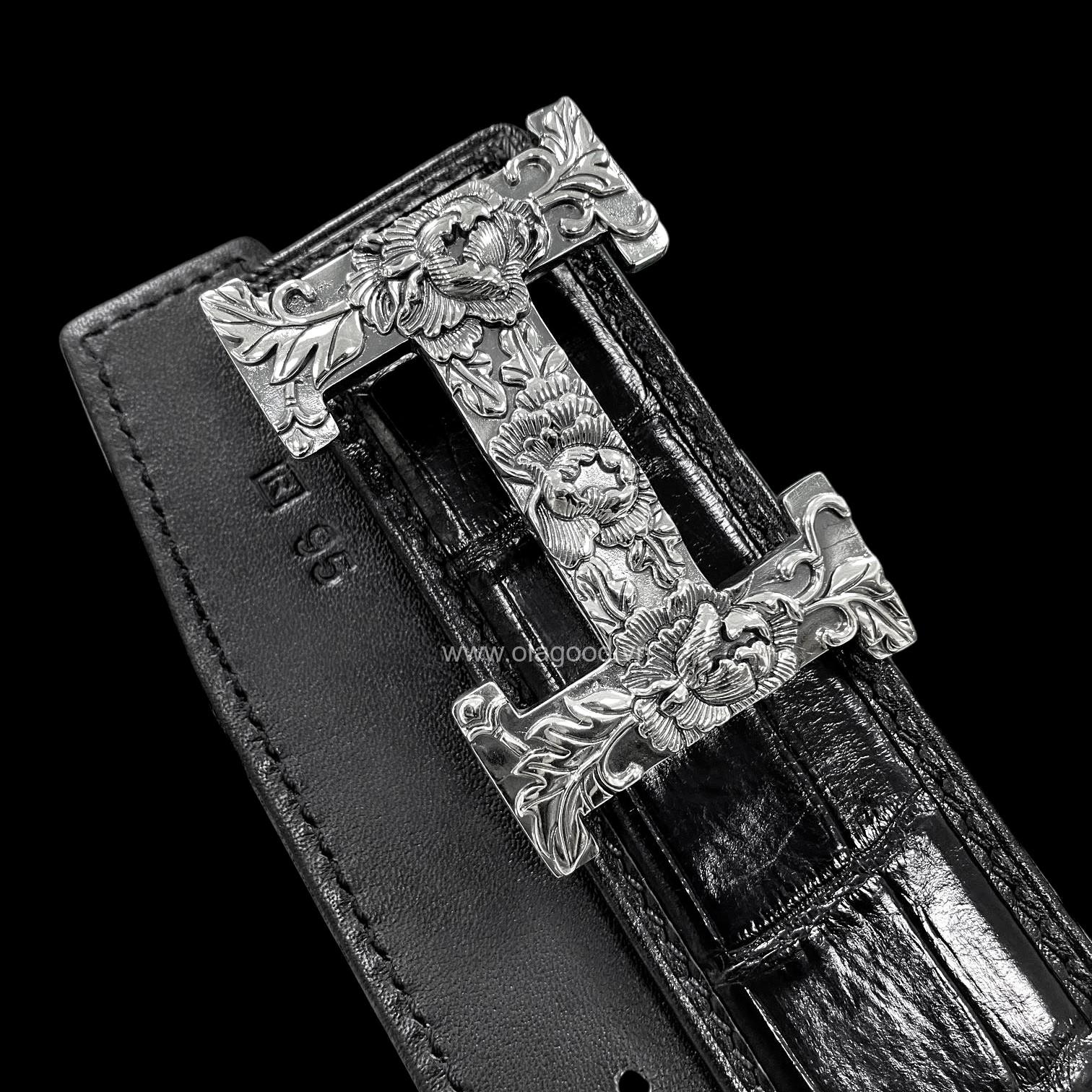 Dây nịt nam cá sấu chính hãng - Khóa bạc Ý S925 - Hình ảnh 6