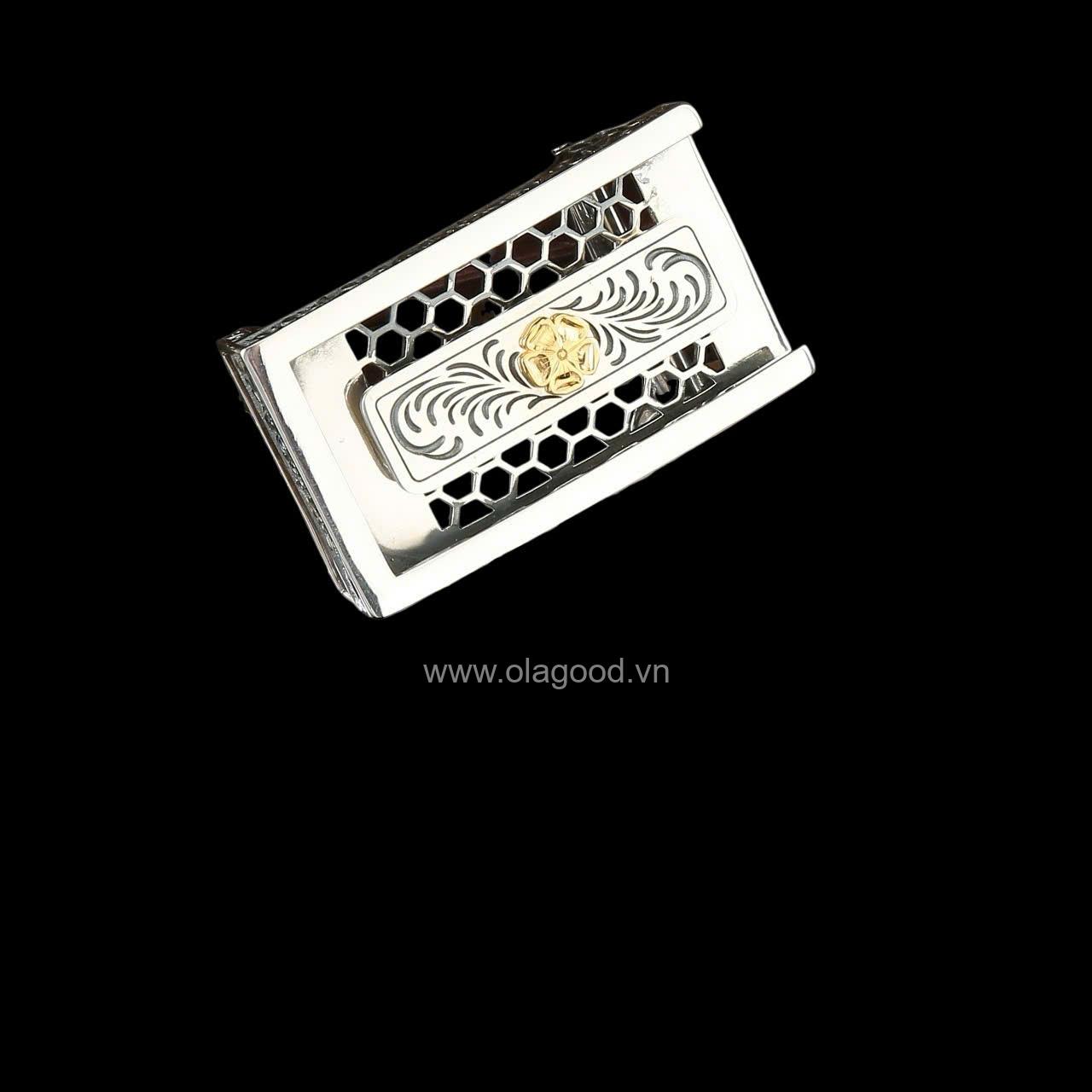 Dây nịt nam da cá sấu - Khóa bạc Ý S925 cao cấp - Hình ảnh 8