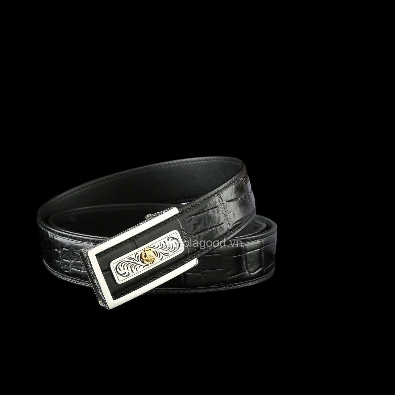 Dây nịt nam da cá sấu - Khóa bạc Ý S925 cao cấp - Hình ảnh 3