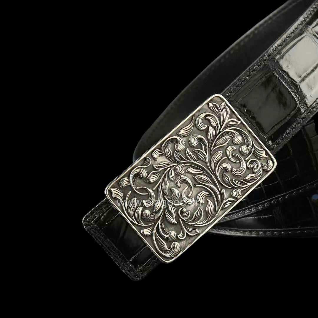 Dây nịt nam da cá sấu xịn - Khóa bạc ý S925 - Hình ảnh 9