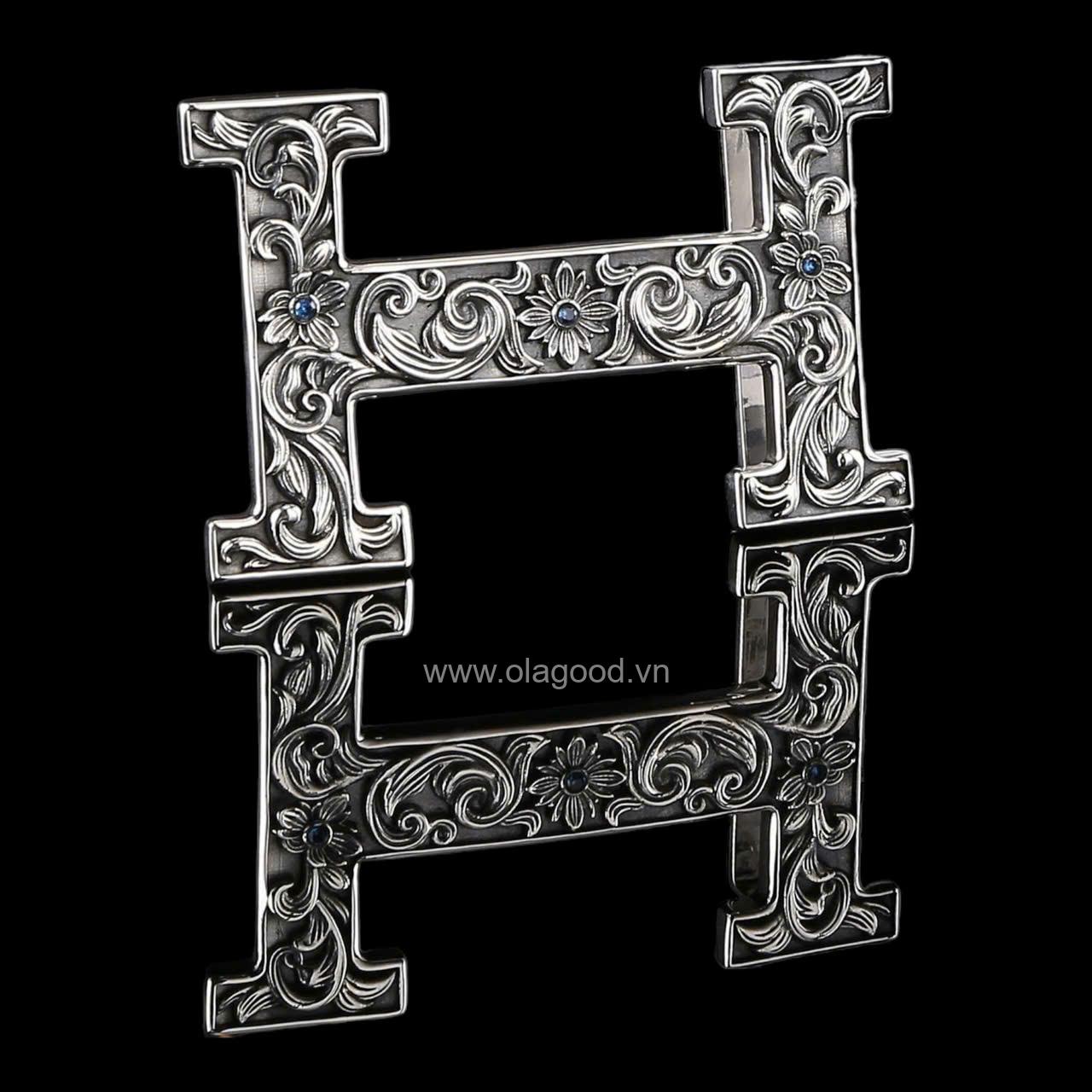 Thắt lưng cá sấu cao cấp chữ H - Khóa bạc Ý S925 - Hình ảnh 7