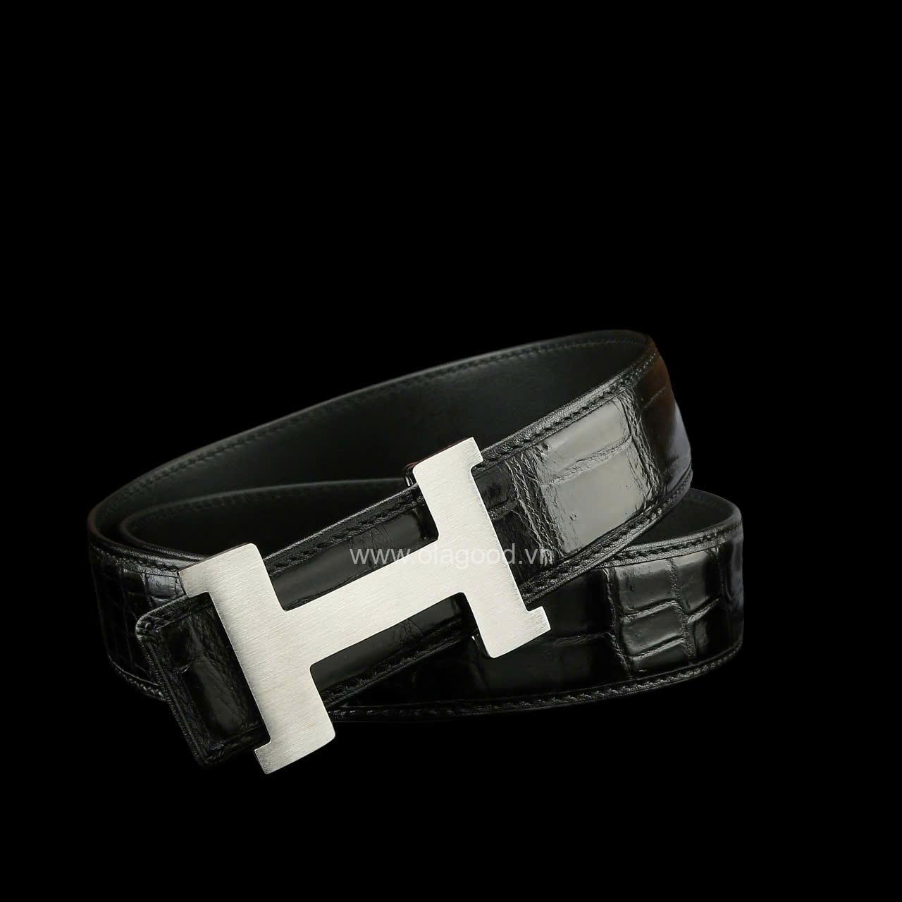 Thắt lưng cá sấu chính hãng - Khóa bạc Ý S925