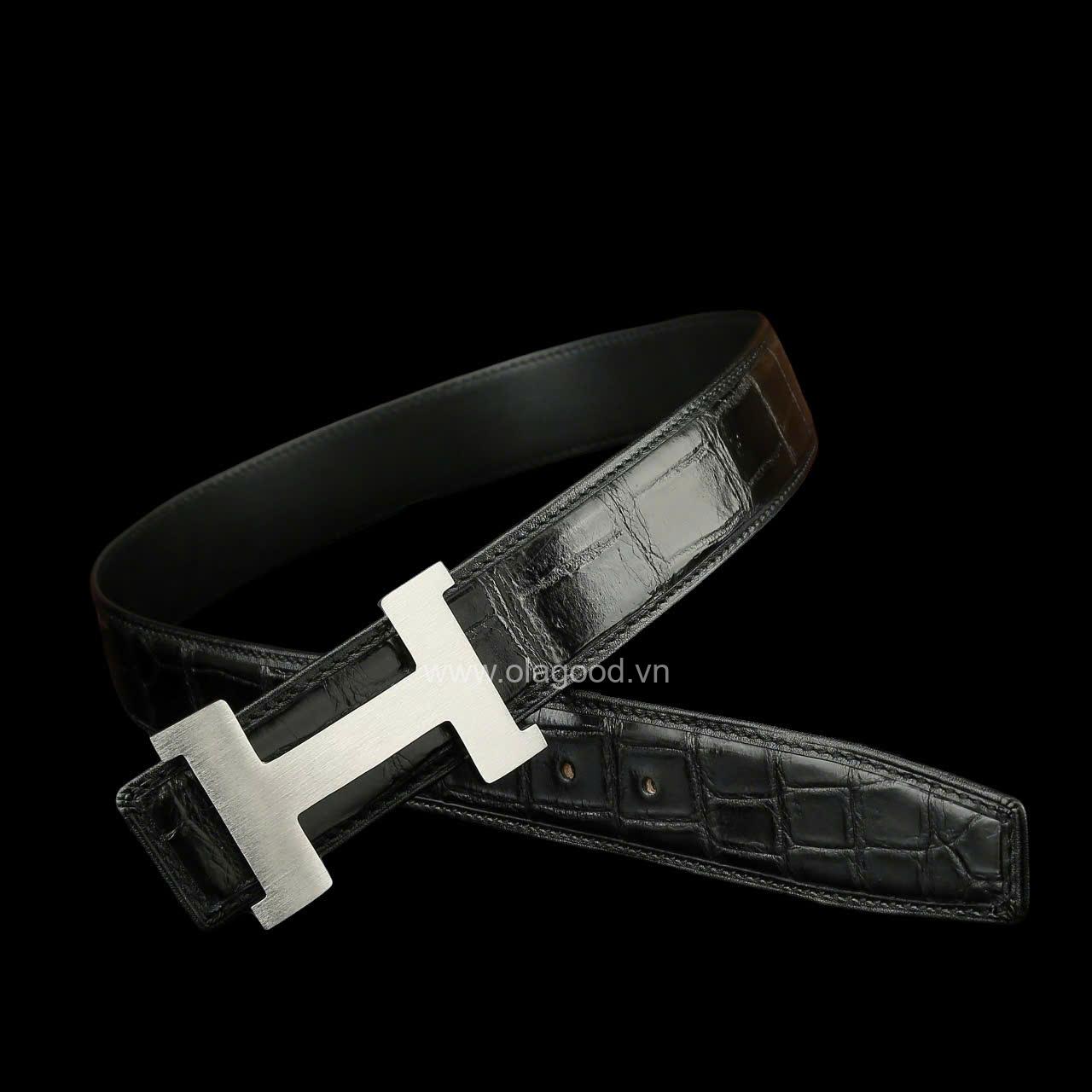 Thắt lưng cá sấu chính hãng - Khóa bạc Ý S925 - Hình ảnh 3