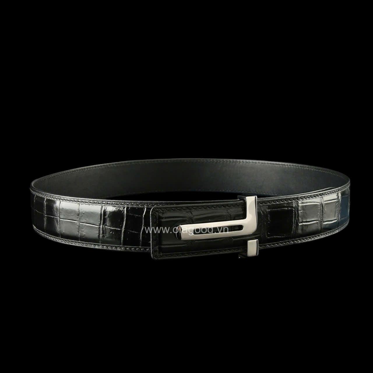 Thắt lưng cá sấu nam - Khóa bạc Ý S925 hình chữ T - Hình ảnh 7