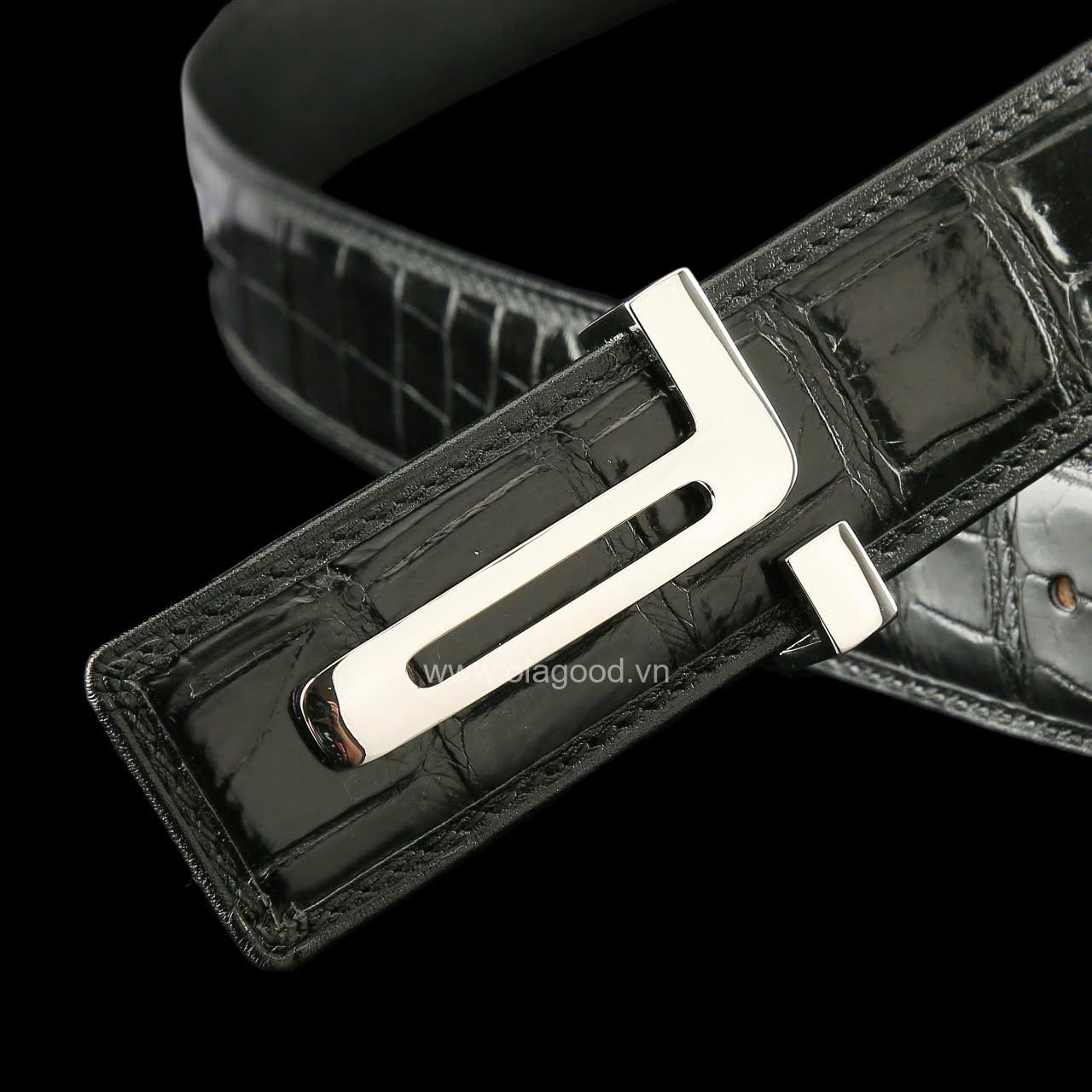 Thắt lưng cá sấu nam - Khóa bạc Ý S925 hình chữ T - Hình ảnh 8