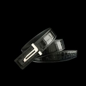 Thắt lưng cá sấu nam - Khóa bạc Ý S925 hình chữ T