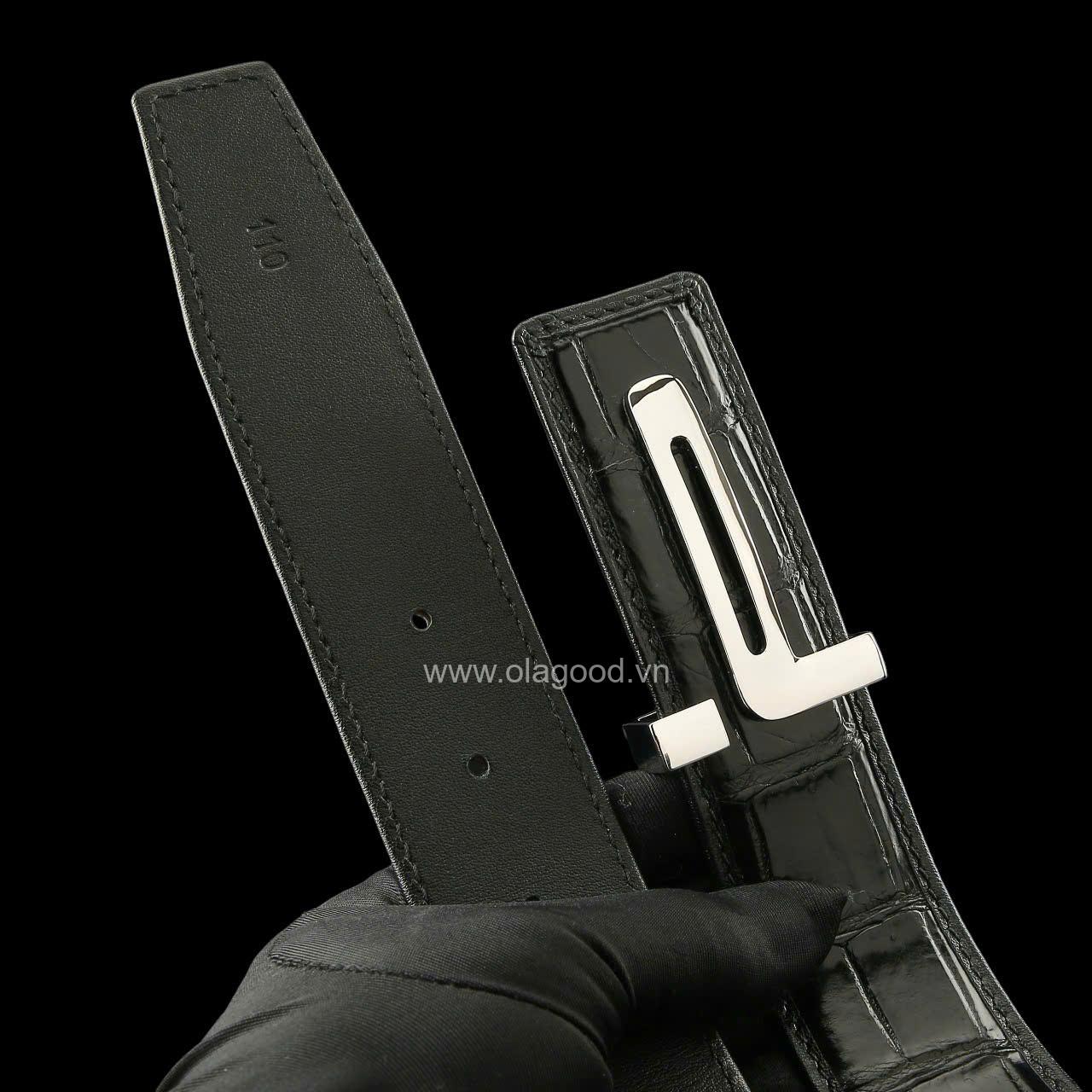 Thắt lưng cá sấu nam - Khóa bạc Ý S925 hình chữ T - Hình ảnh 10