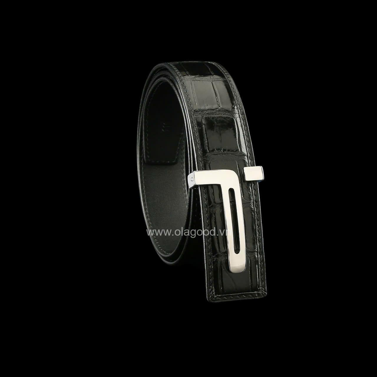 Thắt lưng cá sấu nam - Khóa bạc Ý S925 hình chữ T - Hình ảnh 6