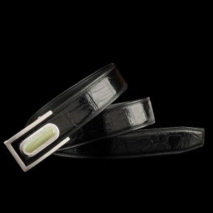Thắt lưng da cá sấu cao cấp - Khóa bạc Ý S925