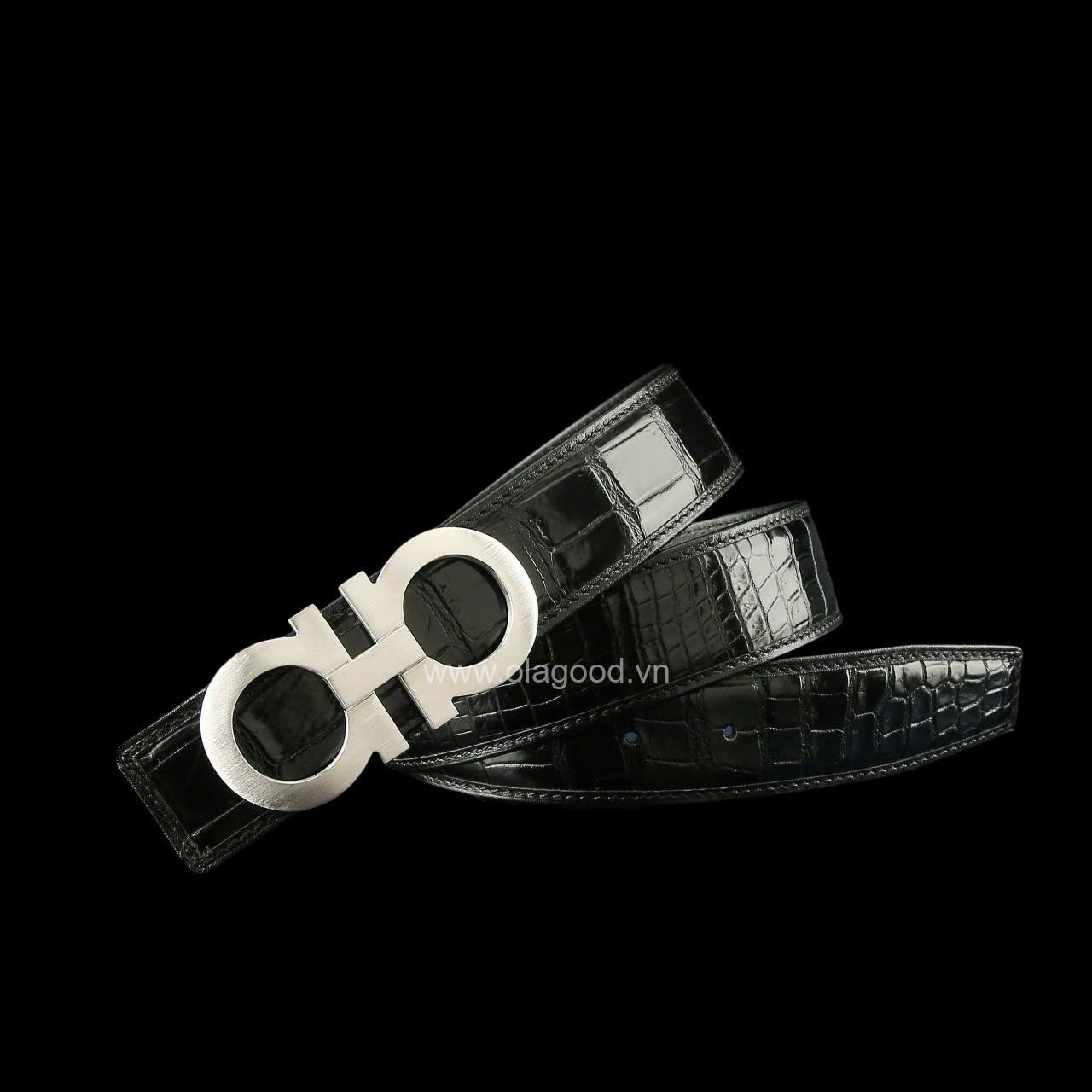 Thắt lưng da cá sấu xịn - Khóa bạc Ý S925
