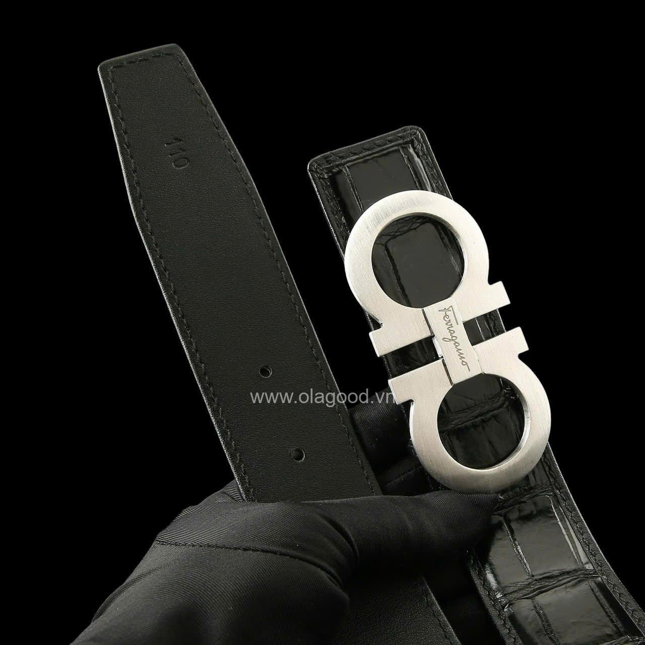Thắt lưng da cá sấu xịn - Khóa bạc Ý S925 - Hình ảnh 9