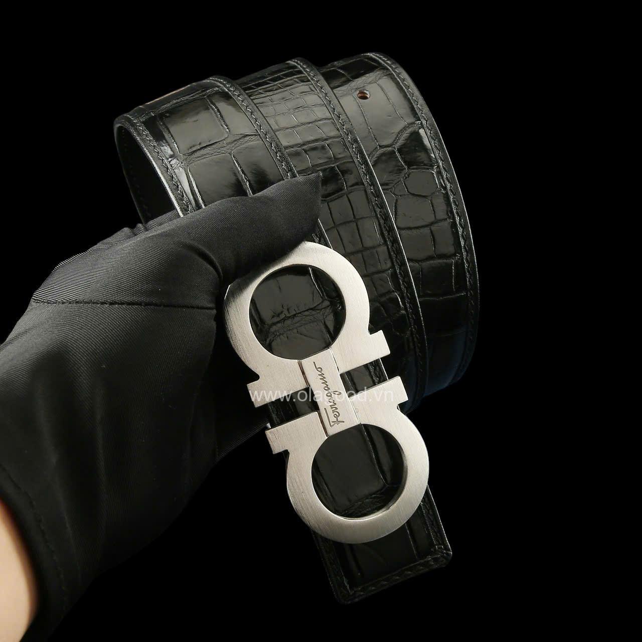 Thắt lưng da cá sấu xịn - Khóa bạc Ý S925 - Hình ảnh 5