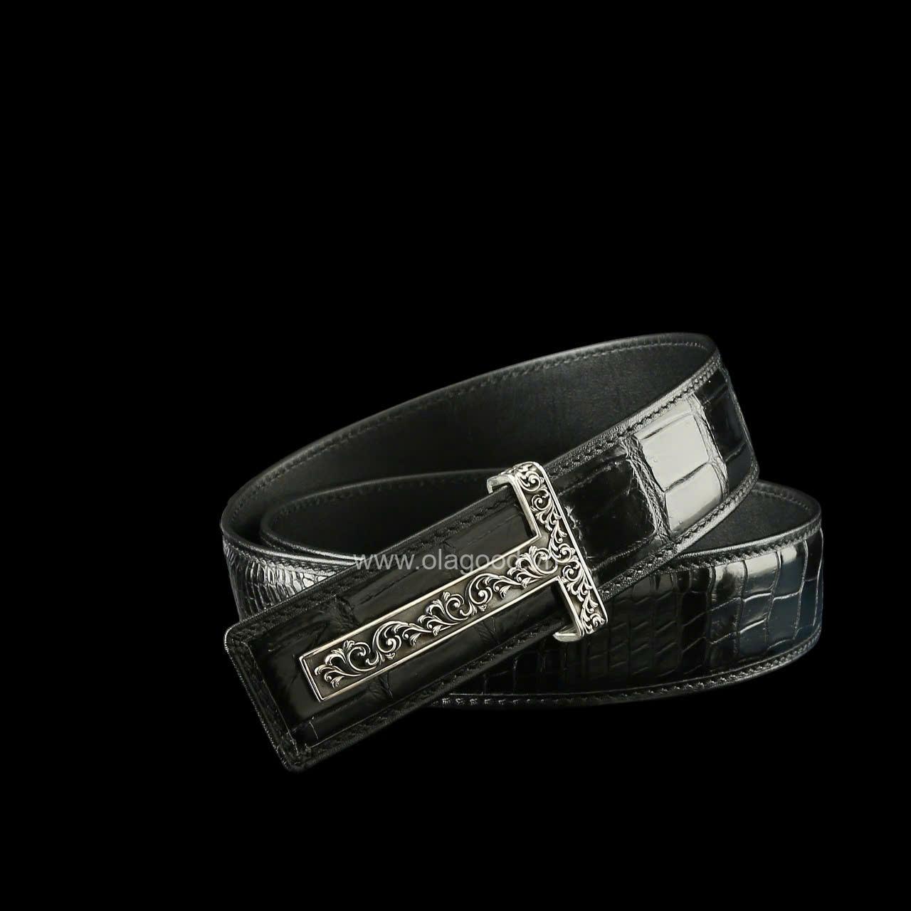 Thắt lưng nam cá sấu - Khóa bạc Ý S925 chữ T - Hình ảnh 6