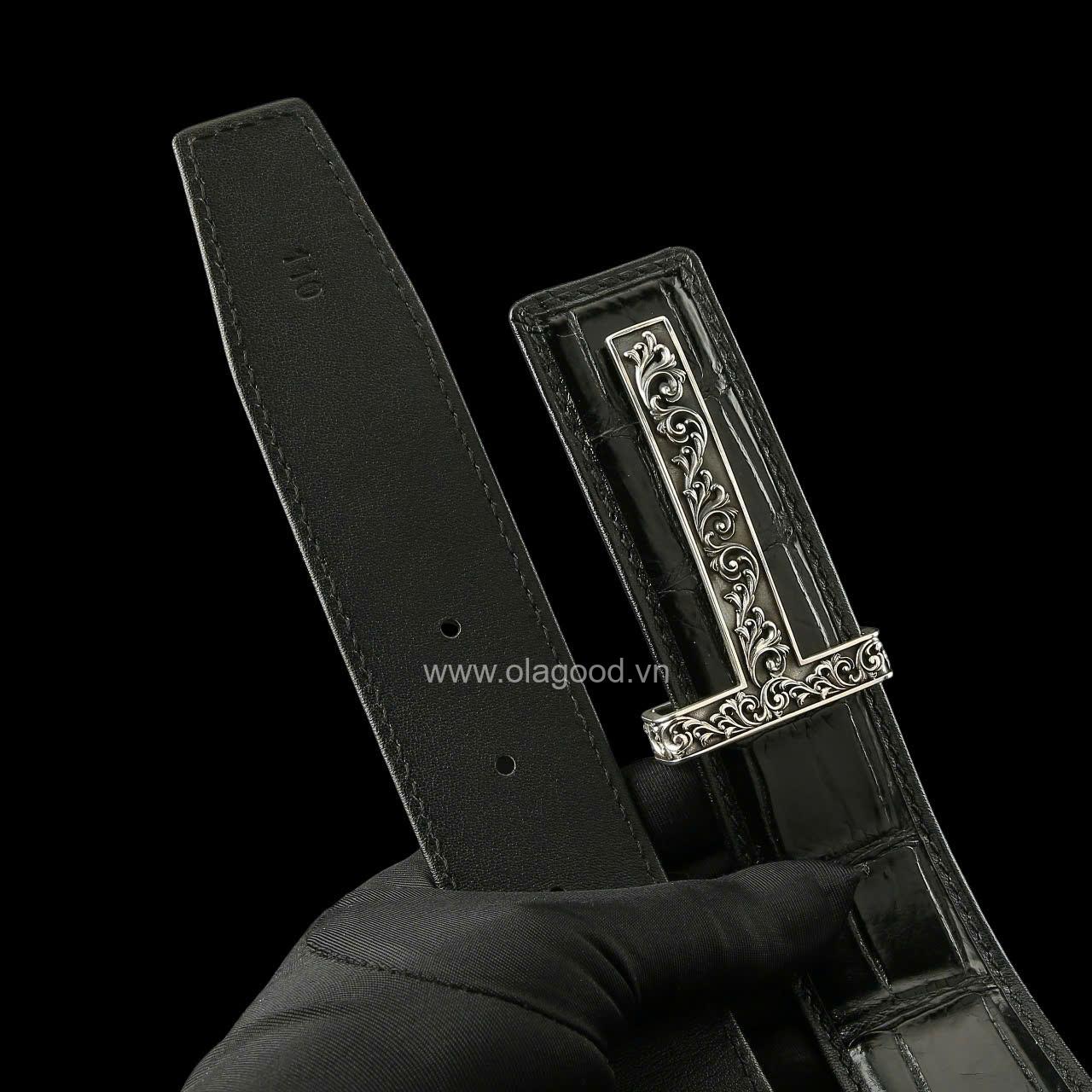 Thắt lưng nam cá sấu - Khóa bạc Ý S925 chữ T - Hình ảnh 10