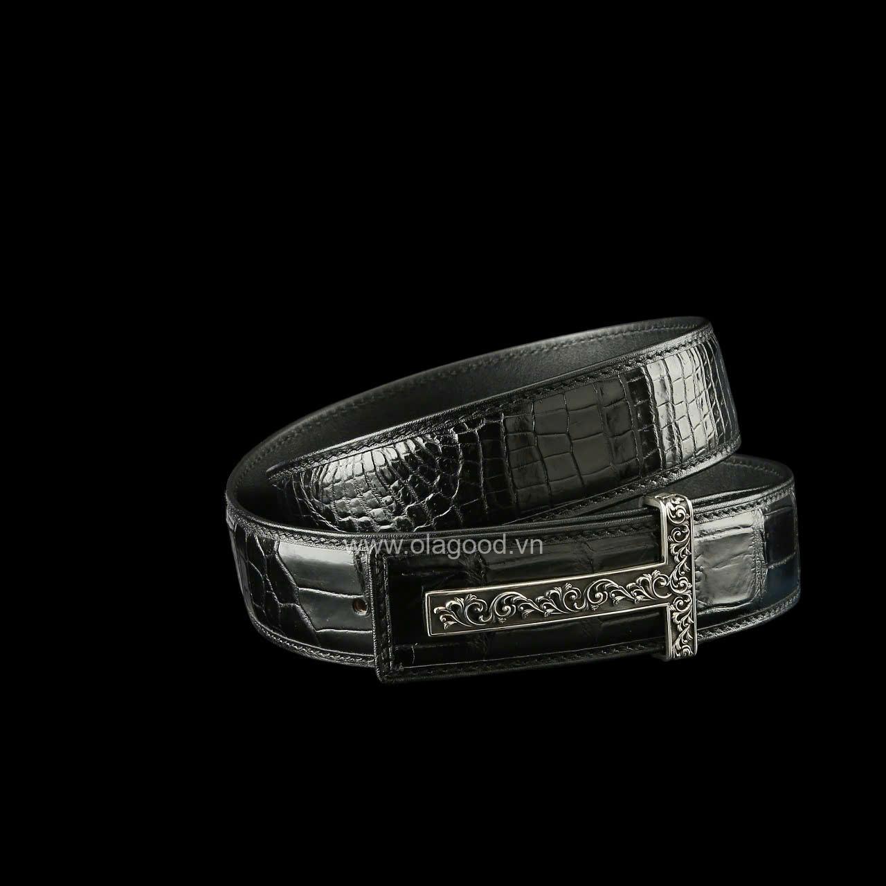 Thắt lưng nam cá sấu - Khóa bạc Ý S925 chữ T - Hình ảnh 8