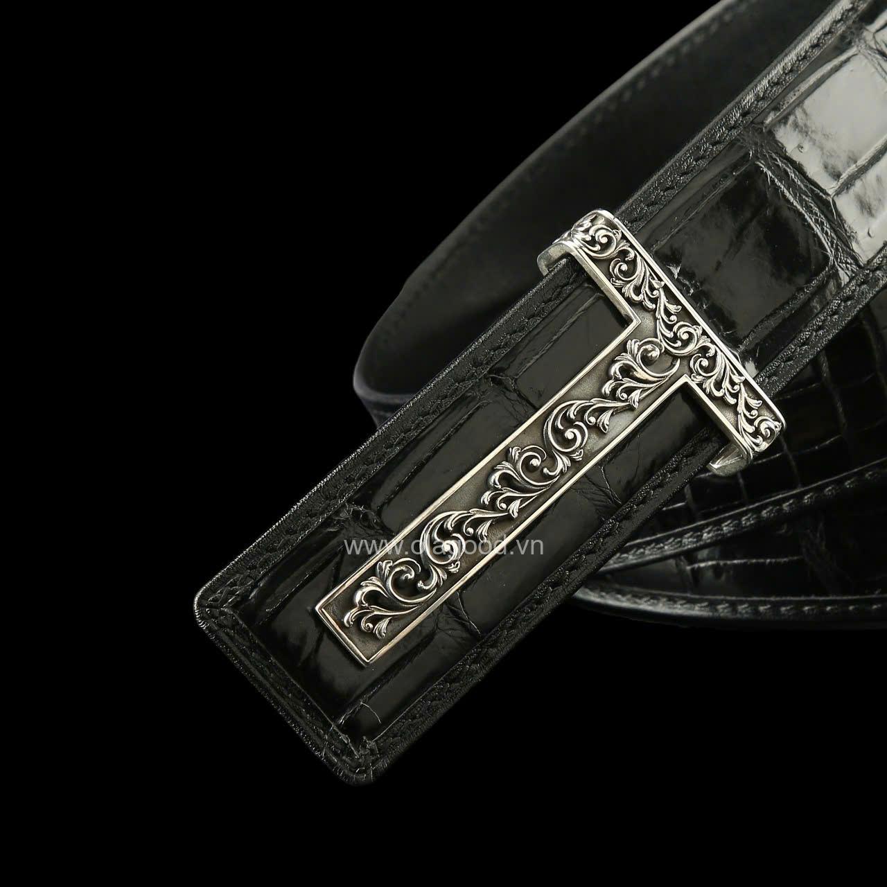 Thắt lưng nam cá sấu - Khóa bạc Ý S925 chữ T - Hình ảnh 9