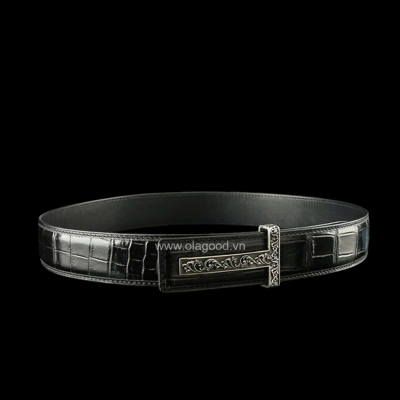 Thắt lưng nam cá sấu - Khóa bạc Ý S925 chữ T - Hình ảnh 4