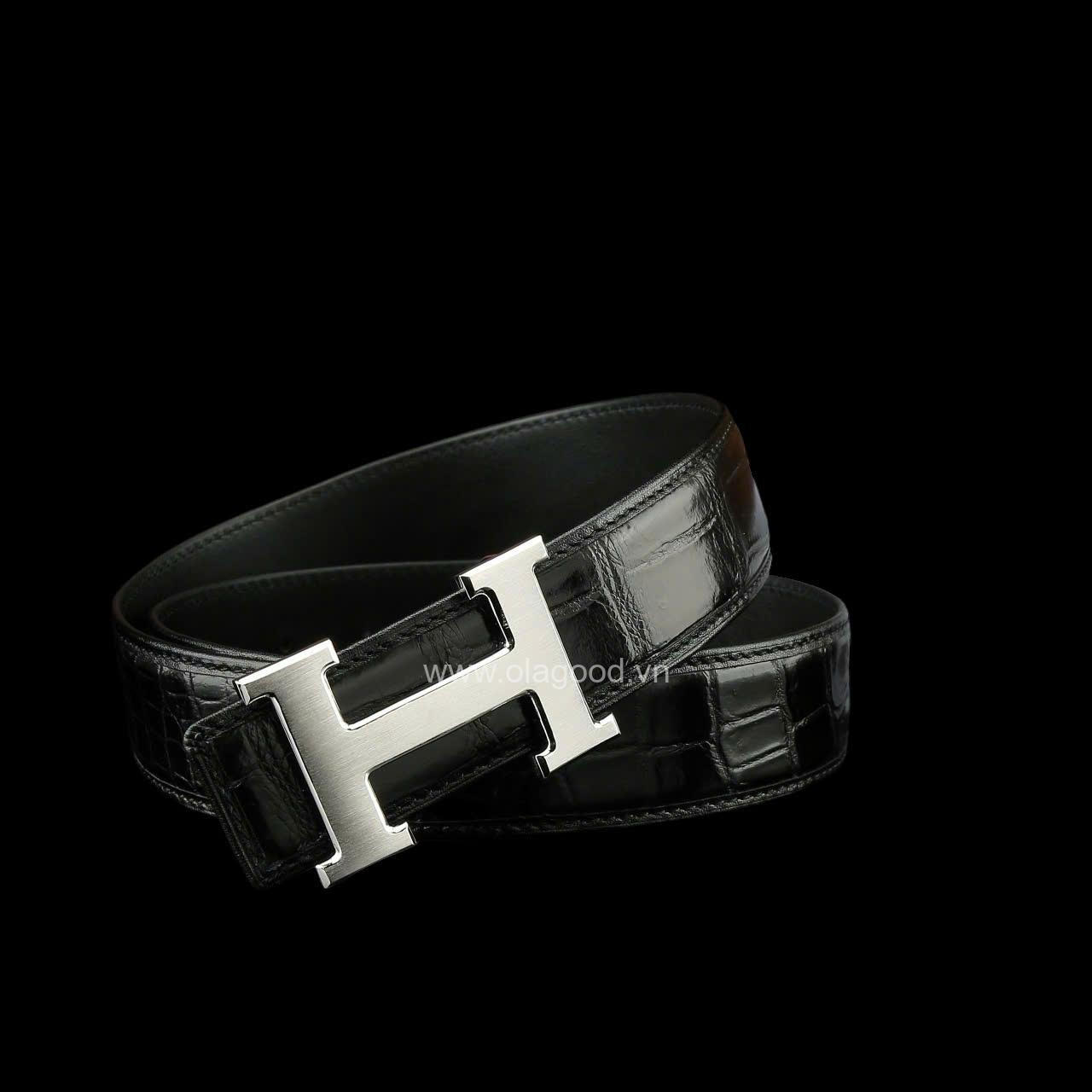 Thắt lưng nam cá sấu chính hãng - Khóa bạc Ý S925