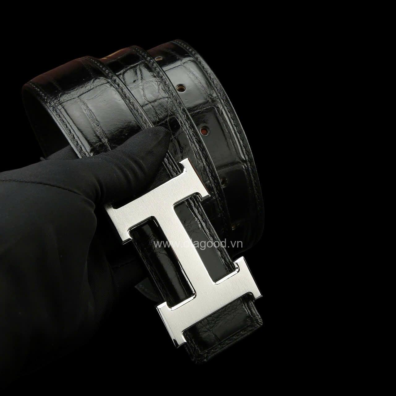 Thắt lưng nam cá sấu chính hãng - Khóa bạc Ý S925 - Hình ảnh 3